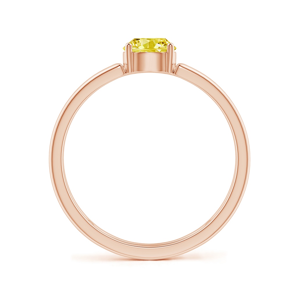 5mm AAAA Fancy Intense Yellow Diamond Solitaire Parallel Split Shank Ring in Rose Gold - side 199