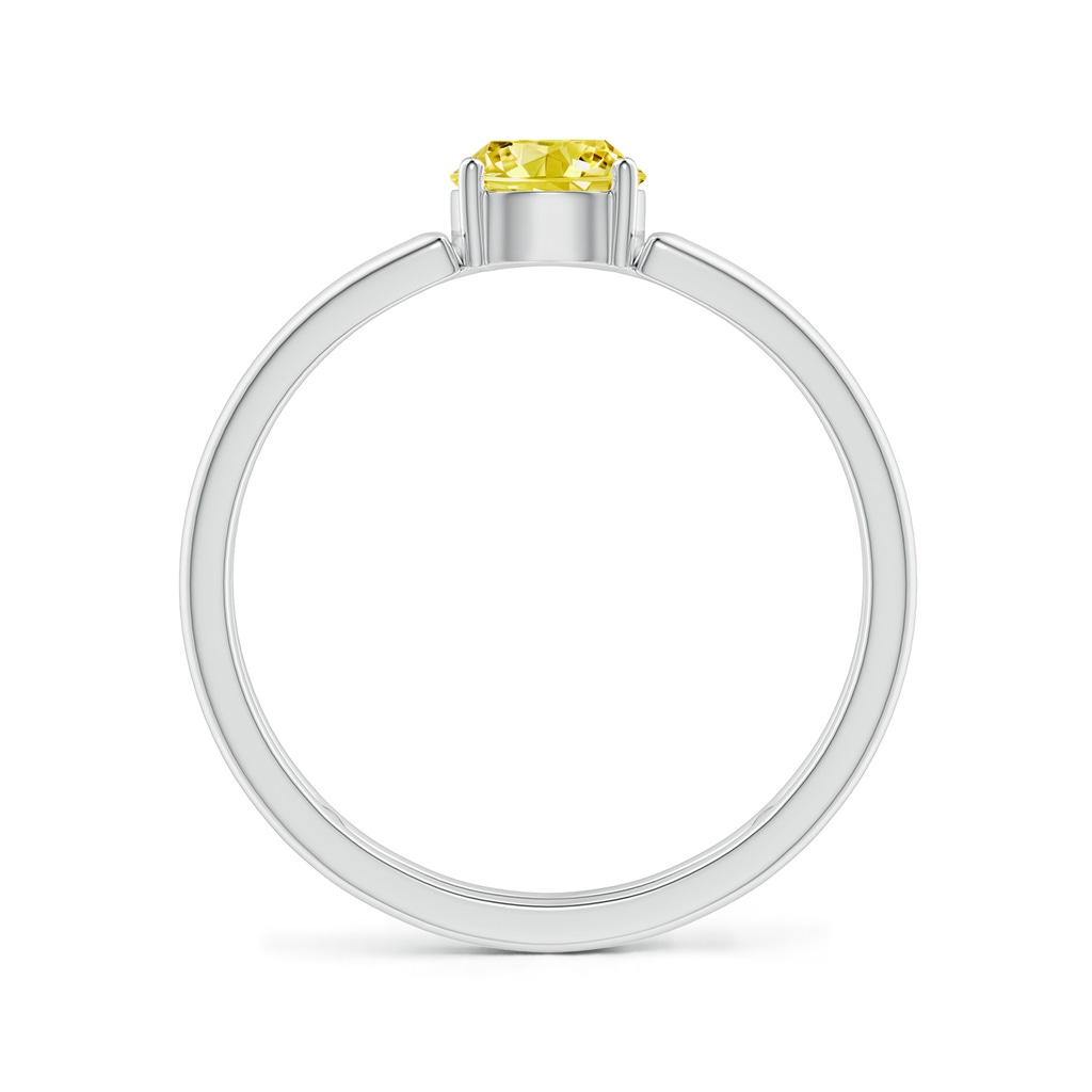 5mm AAAA Fancy Intense Yellow Diamond Solitaire Parallel Split Shank Ring in White Gold - side 199