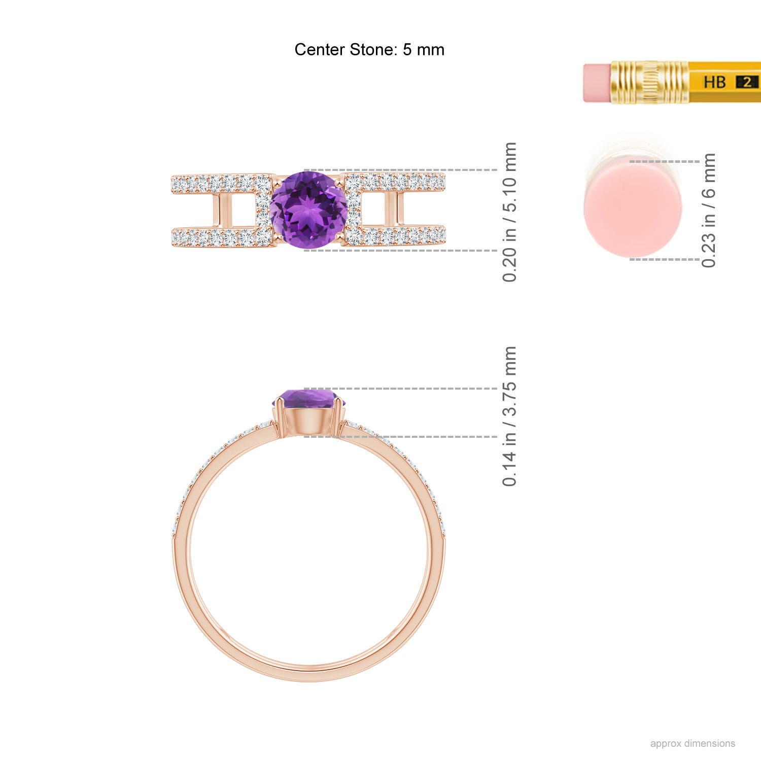 AAA - Amethyst / 0.77 CT / 14 KT Rose Gold
