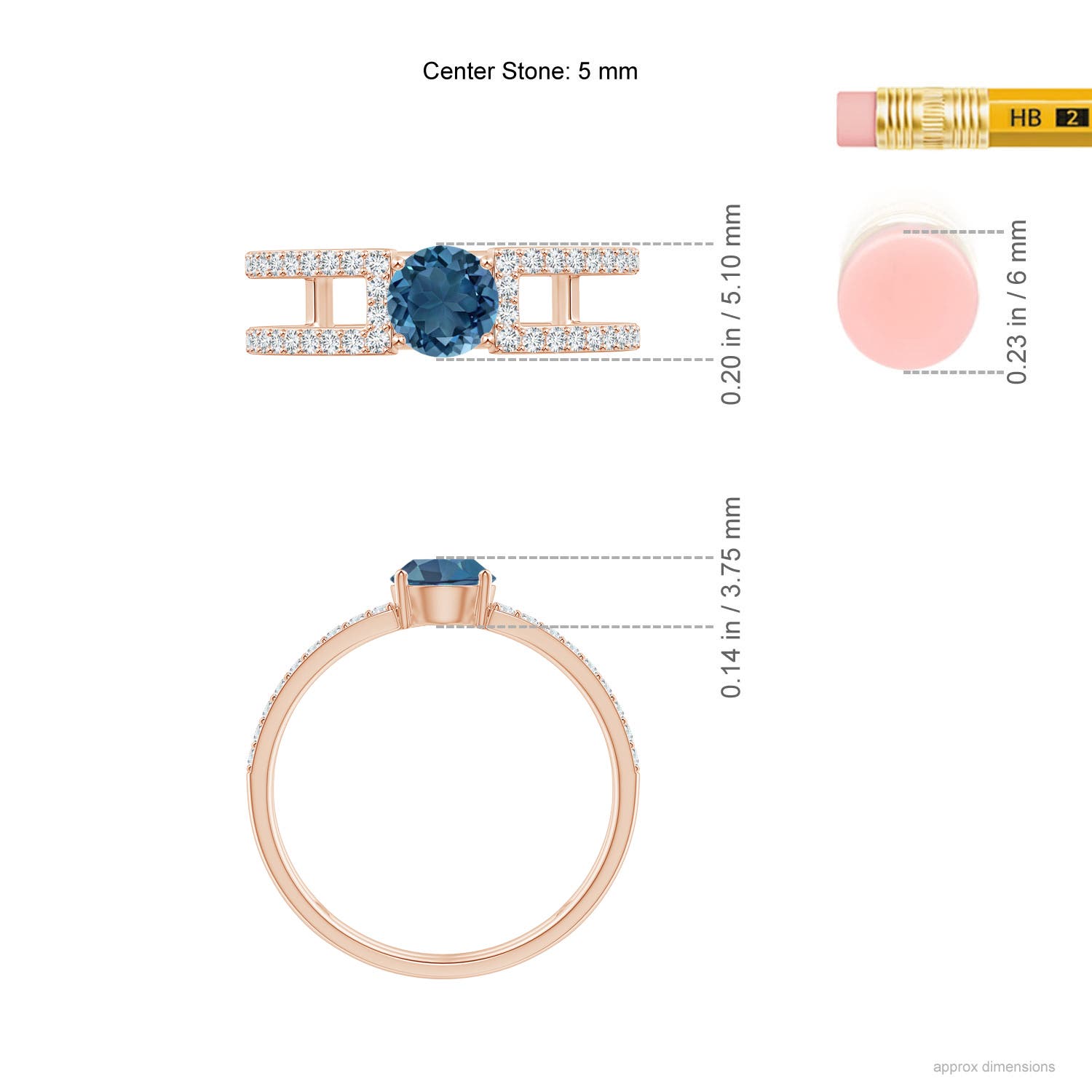 AA - London Blue Topaz / 0.92 CT / 14 KT Rose Gold