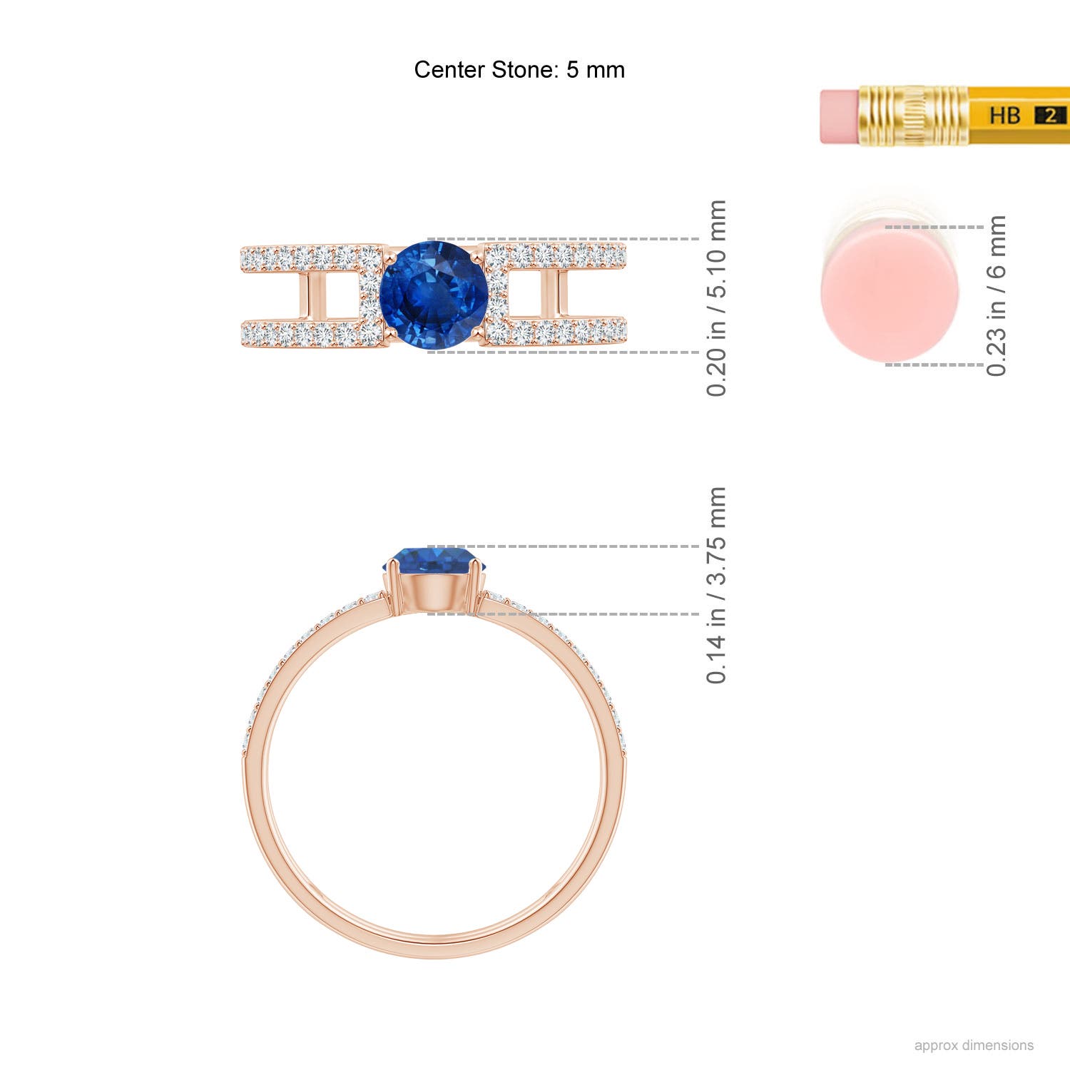 AAA - Blue Sapphire / 0.92 CT / 14 KT Rose Gold