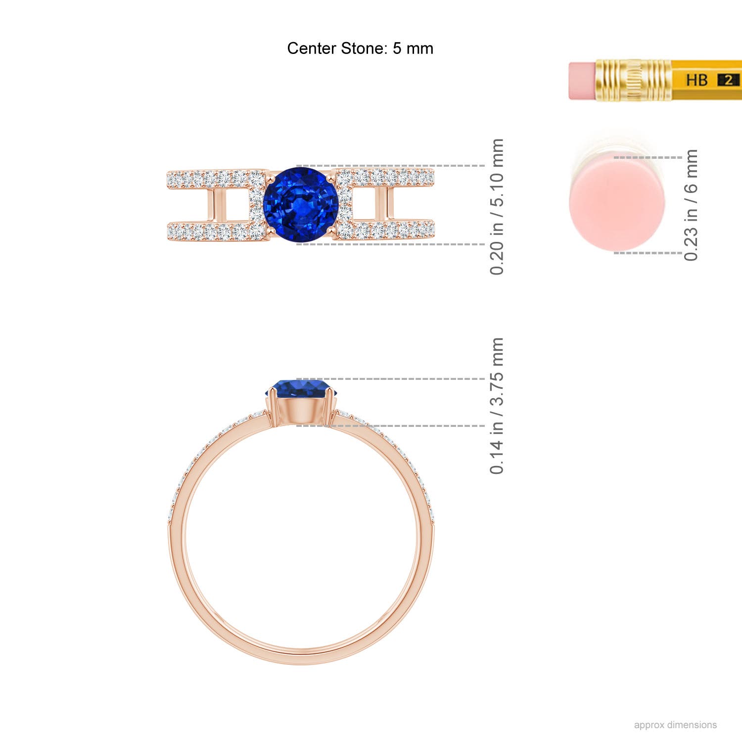 AAAA - Blue Sapphire / 0.92 CT / 14 KT Rose Gold