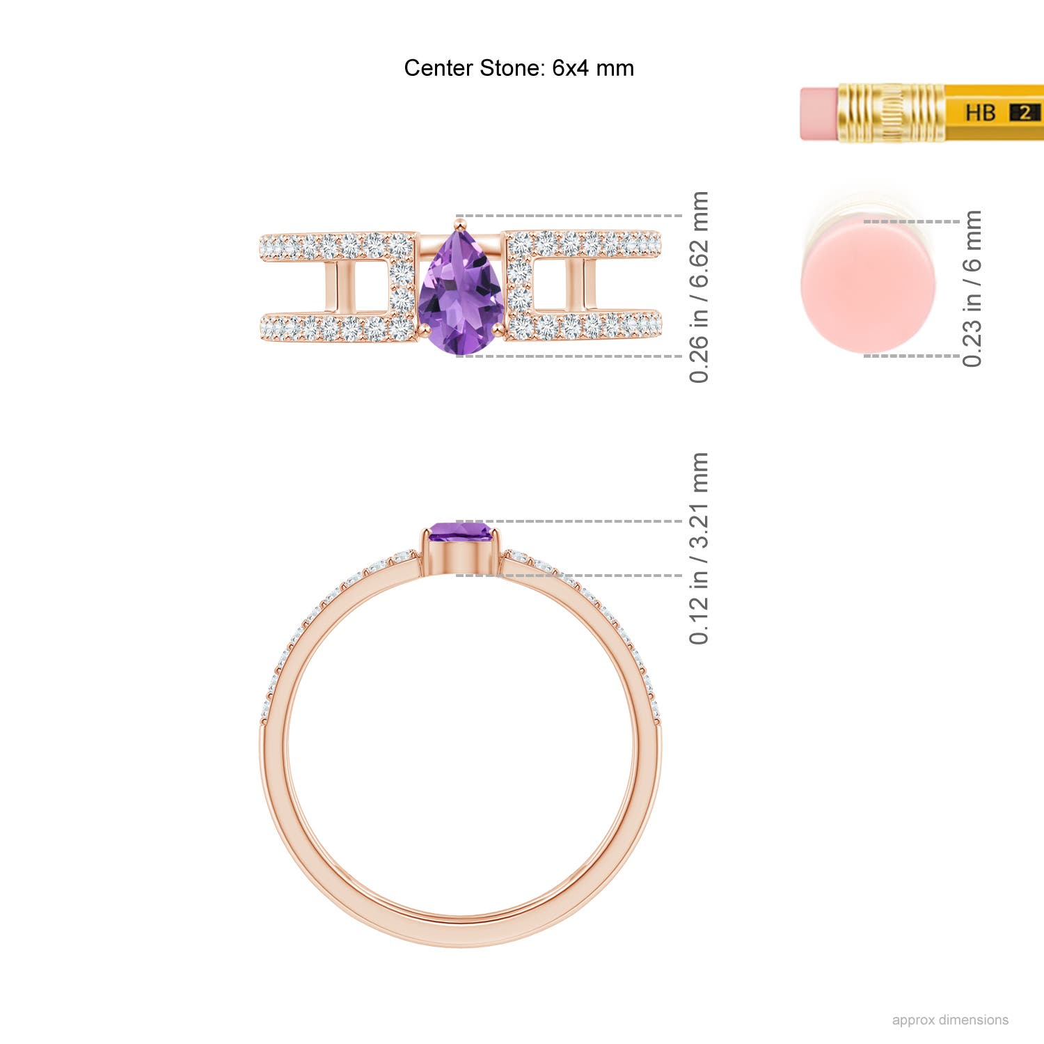 AA - Amethyst / 0.65 CT / 14 KT Rose Gold