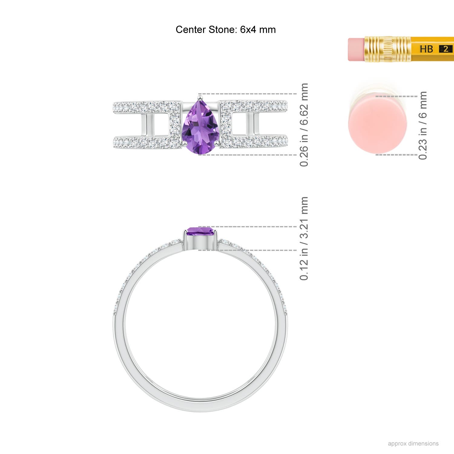 AA - Amethyst / 0.65 CT / 14 KT White Gold