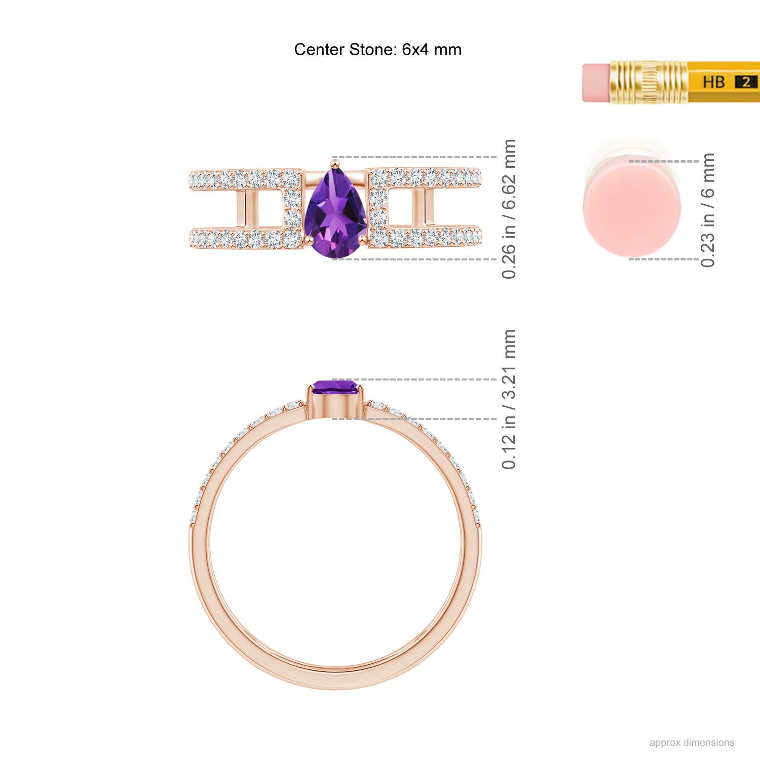 AAAA - Amethyst / 0.65 CT / 14 KT Rose Gold