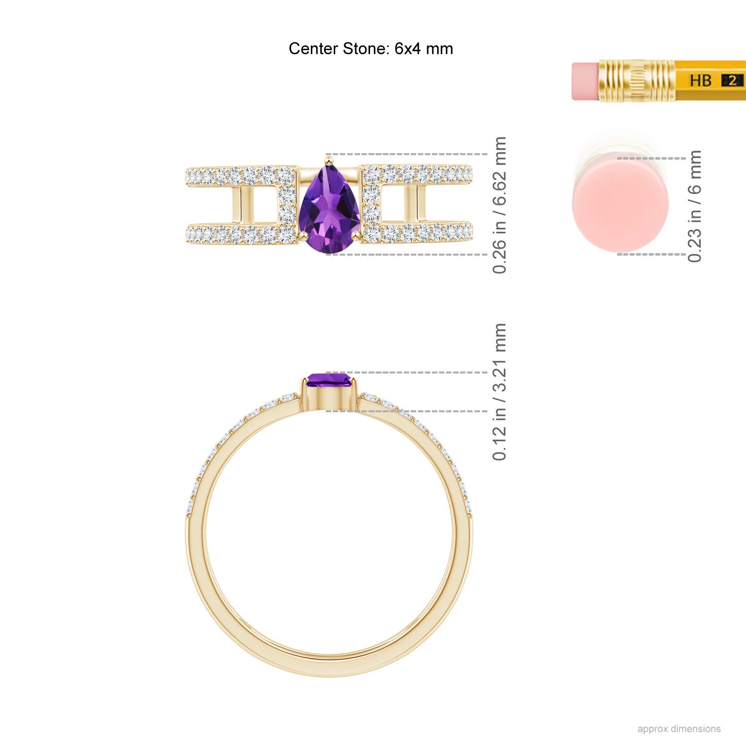 AAAA - Amethyst / 0.65 CT / 14 KT Yellow Gold