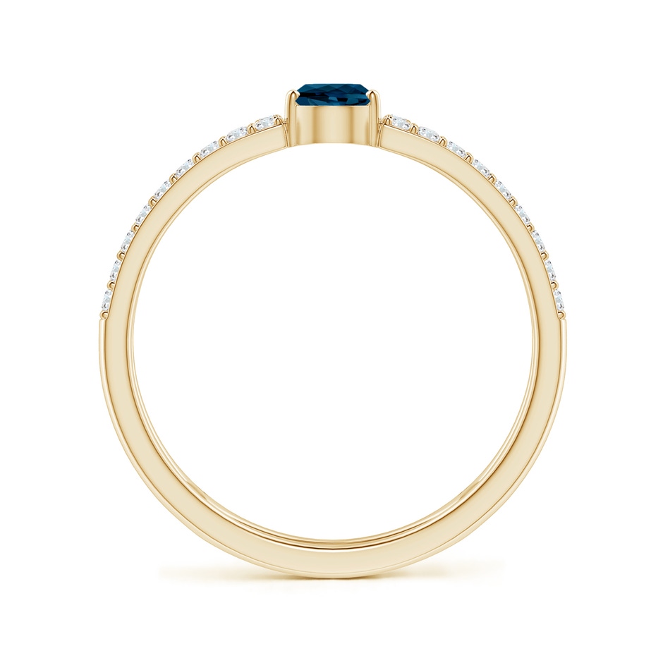 6x4mm AAAA Pear London Blue Topaz Parallel Split Shank Ring with Accents in Yellow Gold side-1