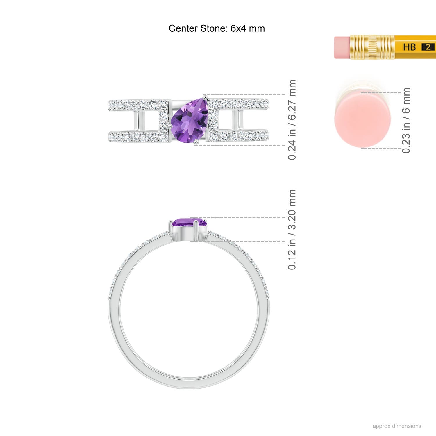 AA - Amethyst / 0.65 CT / 14 KT White Gold