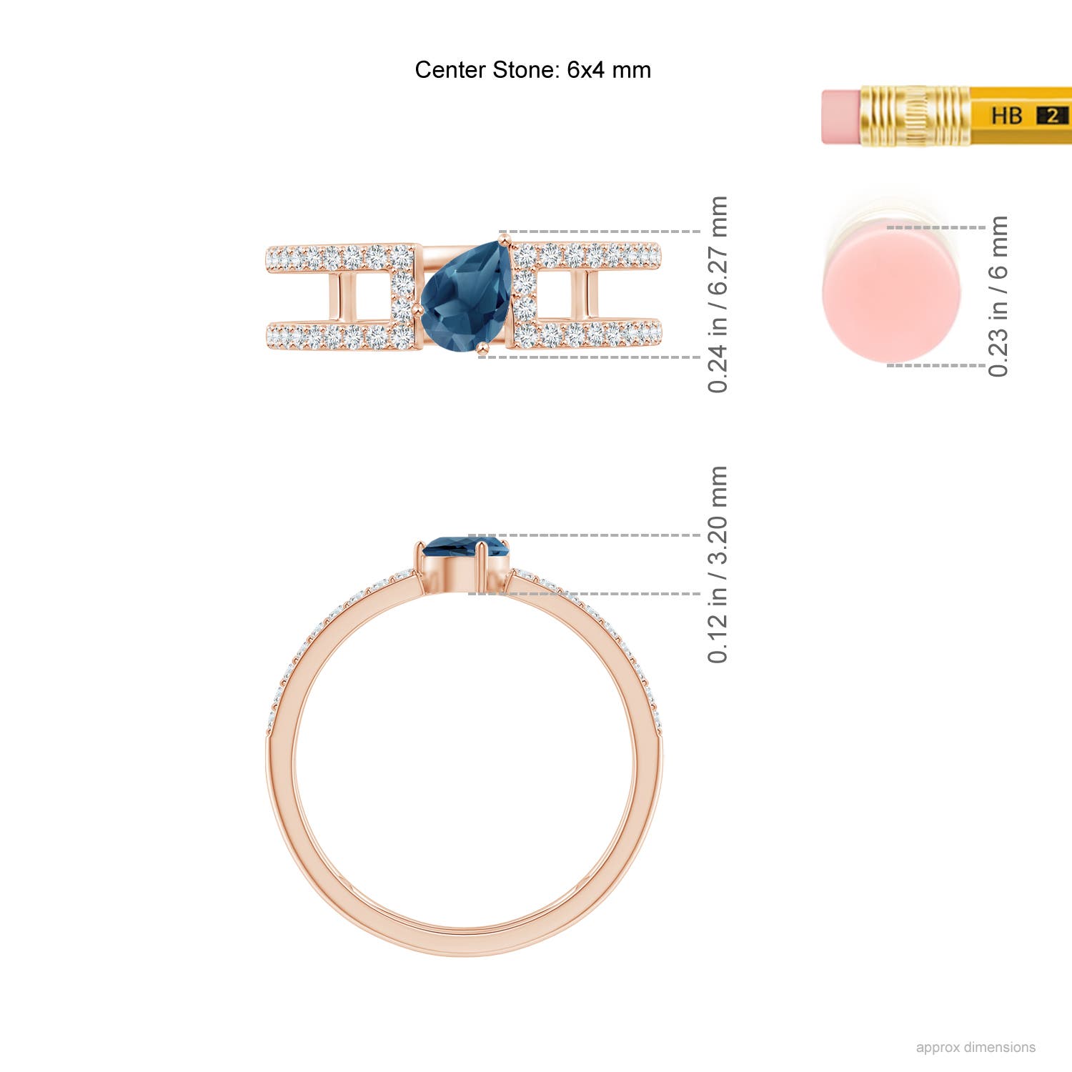 A - London Blue Topaz / 0.8 CT / 14 KT Rose Gold