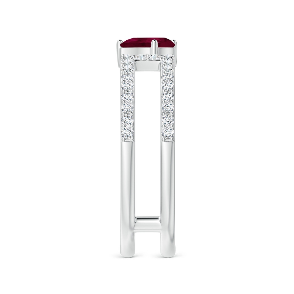 6x4mm A Tilted Pear Ruby Parallel Split Shank Ring in White Gold side-2