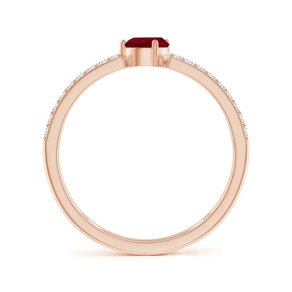6x4mm AA Tilted Pear Ruby Parallel Split Shank Ring in Rose Gold side-1