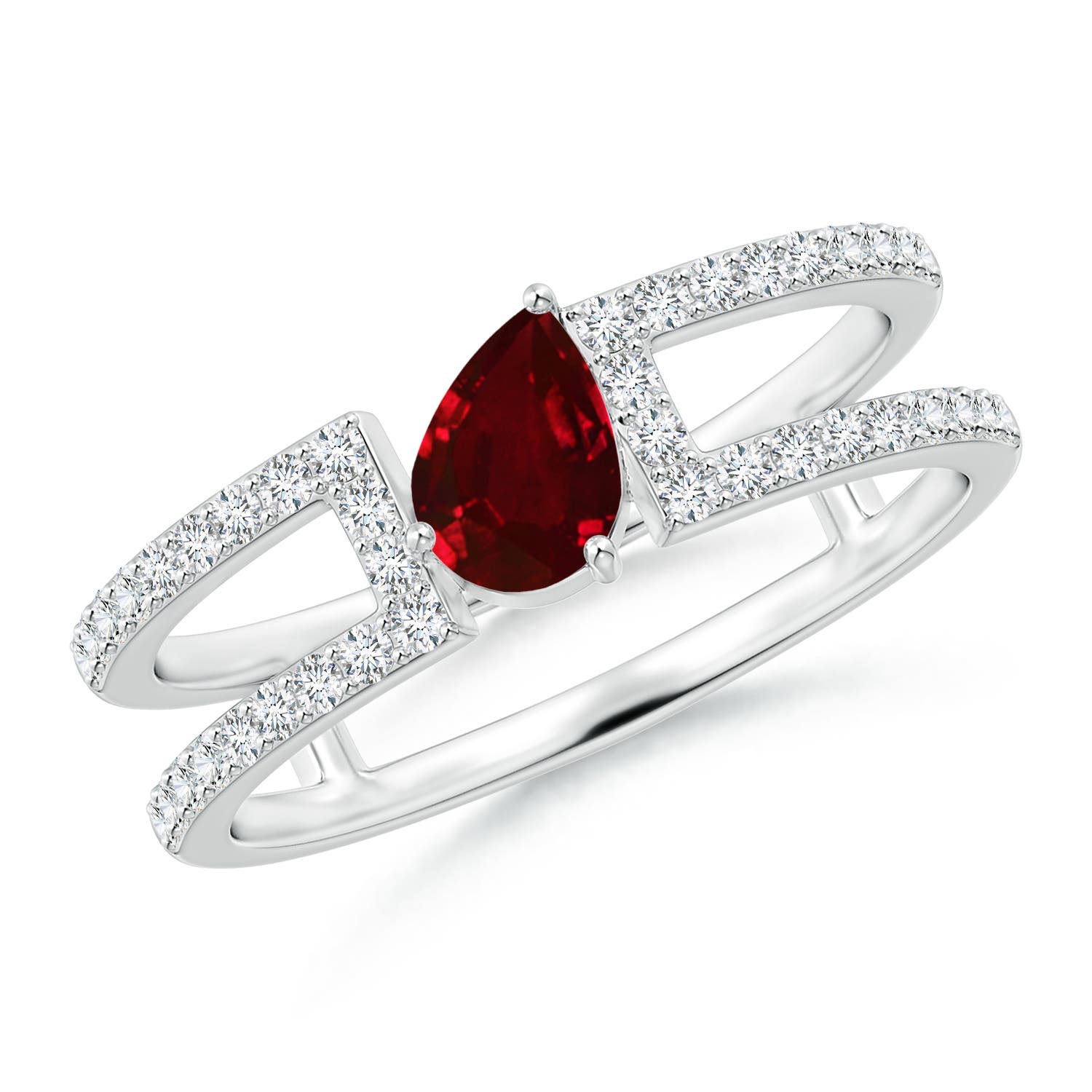 Platinum Pear Ruby Fashion Rings in Canada | Angara