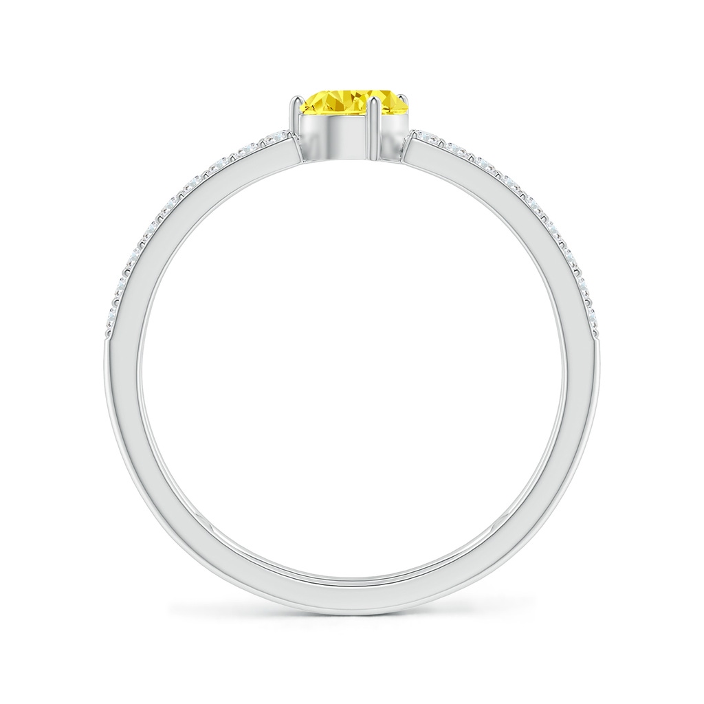 6x4mm AAAA Tilted Pear Fancy Intense Yellow Diamond Parallel Split Shank Ring in White Gold - side 199