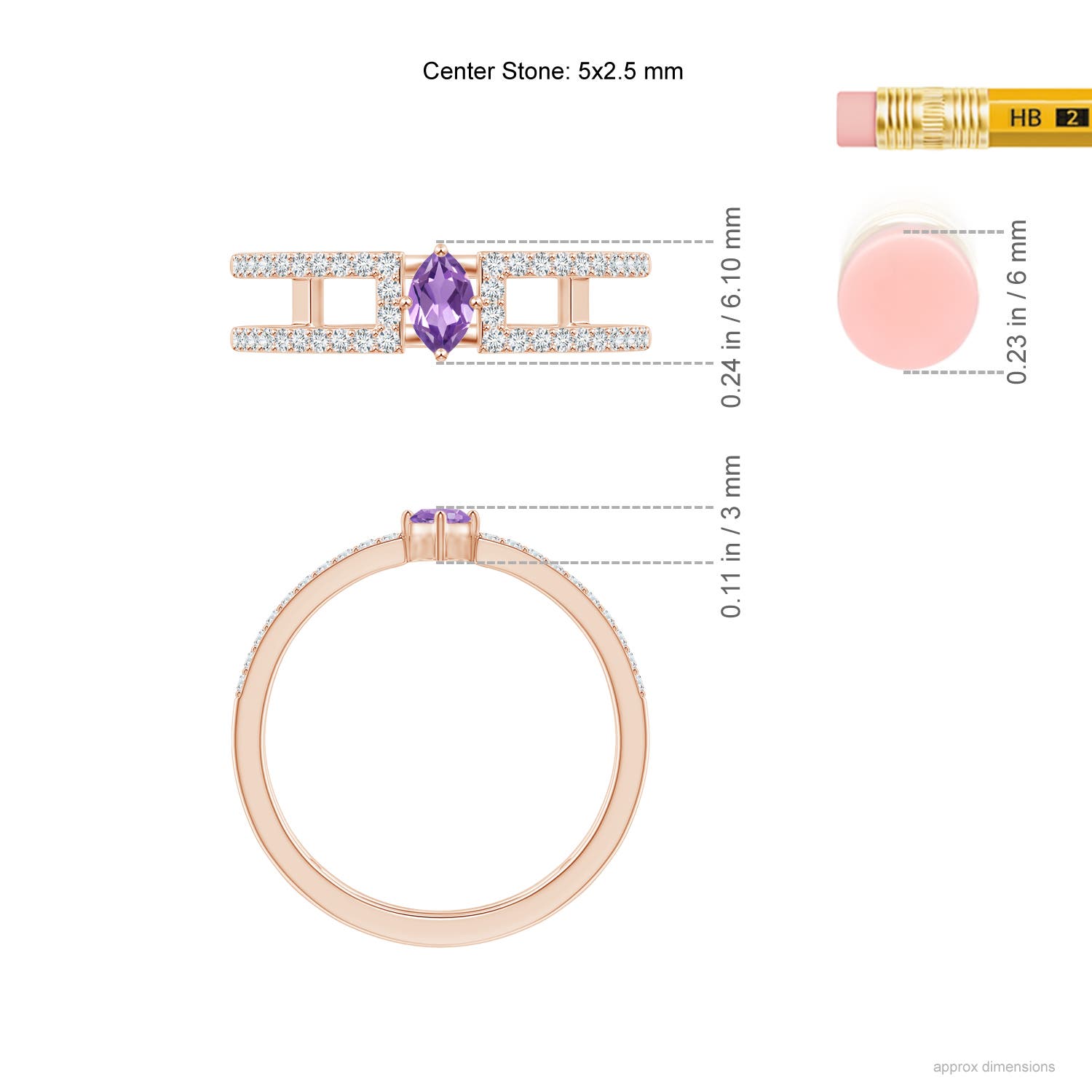 A - Amethyst / 0.44 CT / 14 KT Rose Gold