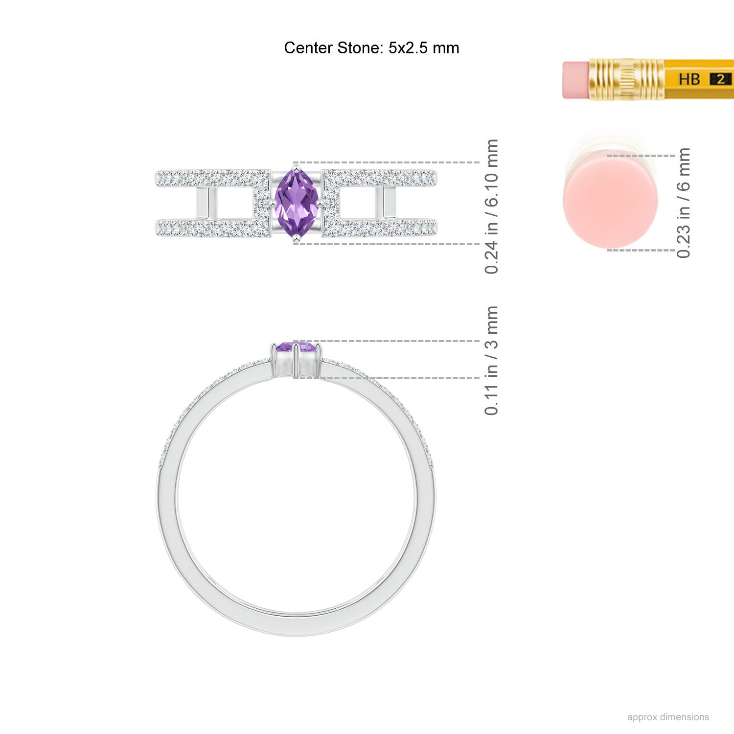 A - Amethyst / 0.44 CT / 14 KT White Gold