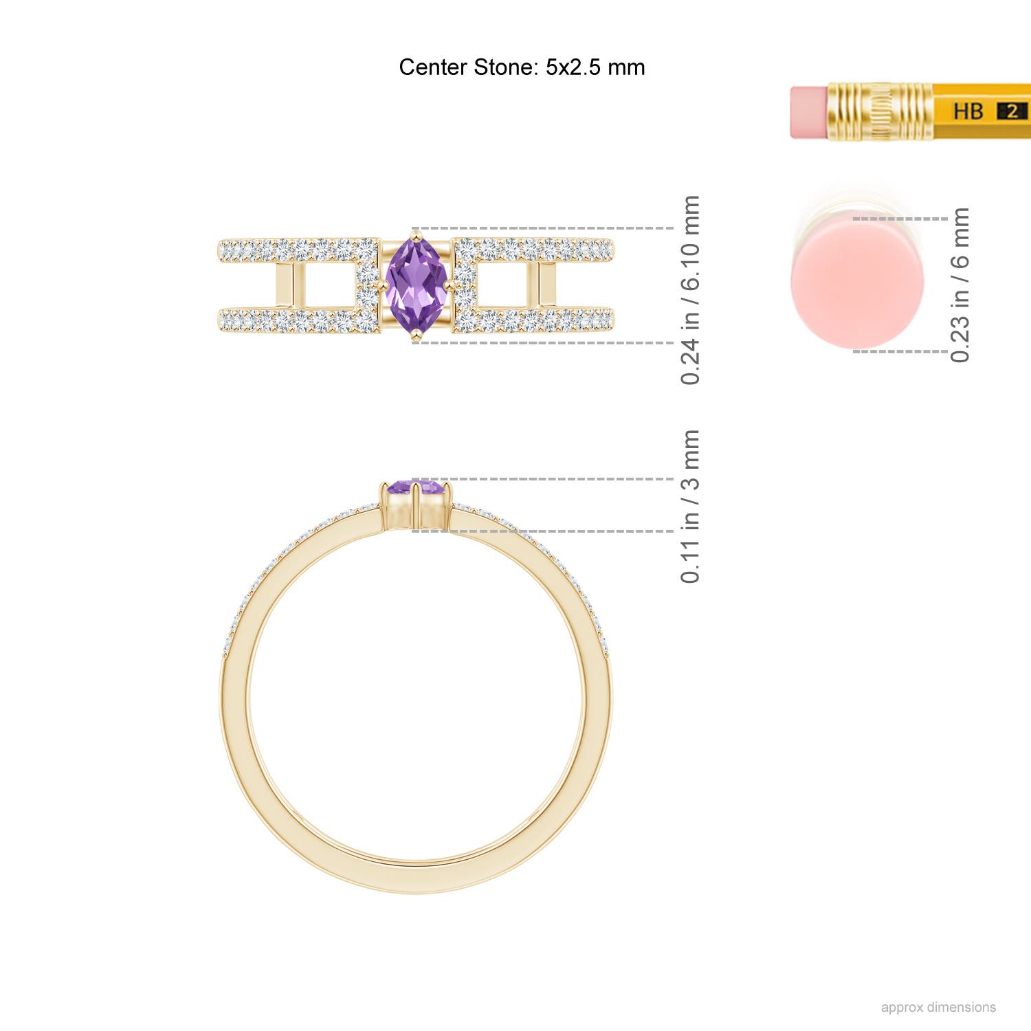 A - Amethyst / 0.44 CT / 14 KT Yellow Gold
