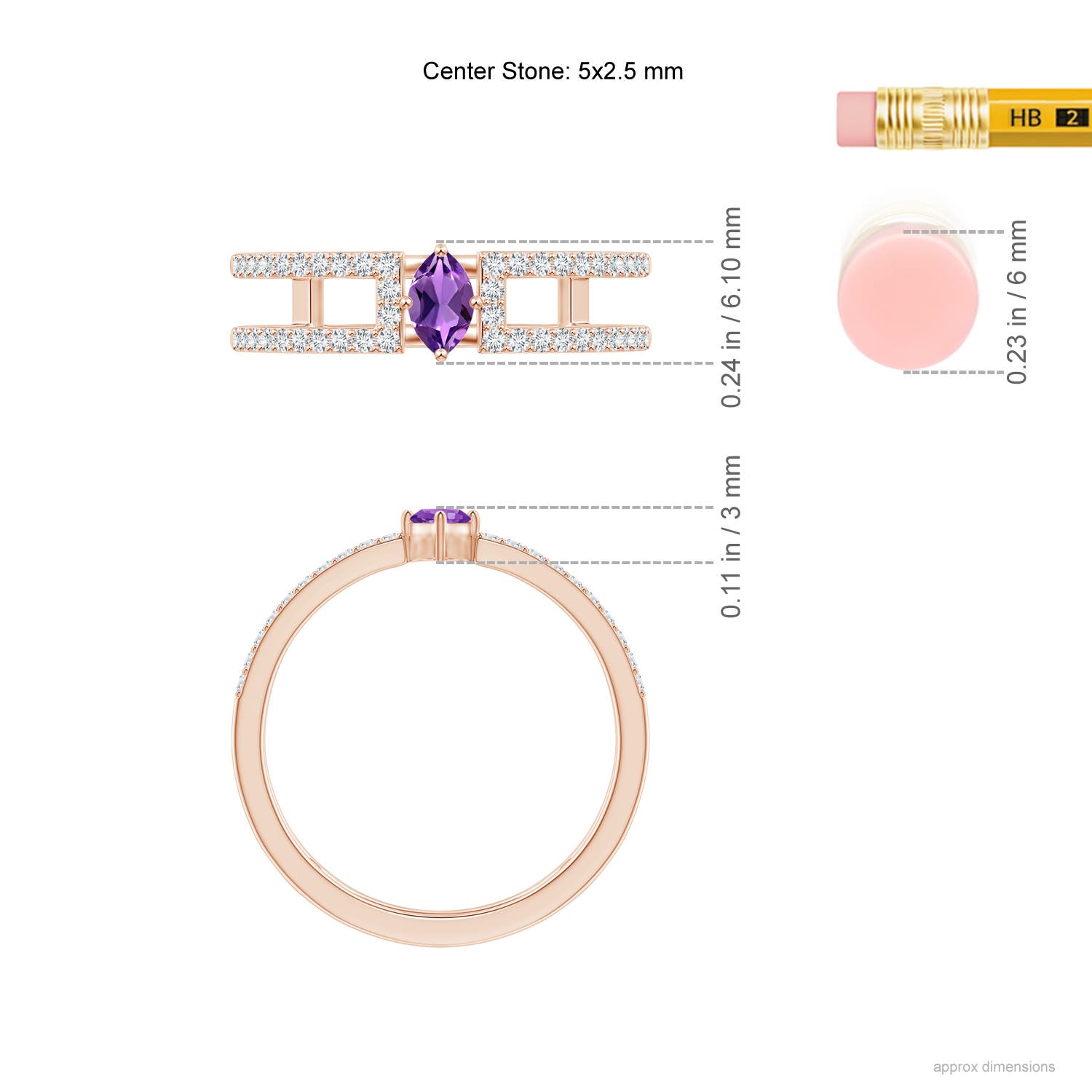 AAA - Amethyst / 0.44 CT / 14 KT Rose Gold