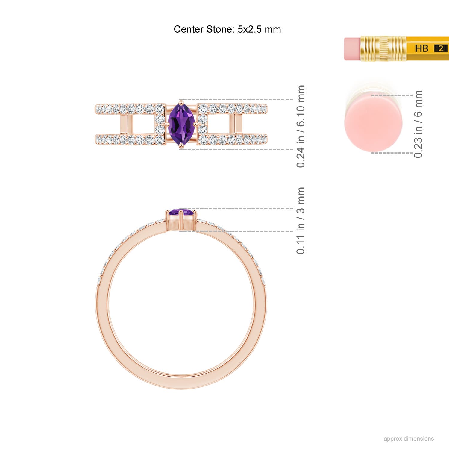 AAAA - Amethyst / 0.44 CT / 14 KT Rose Gold