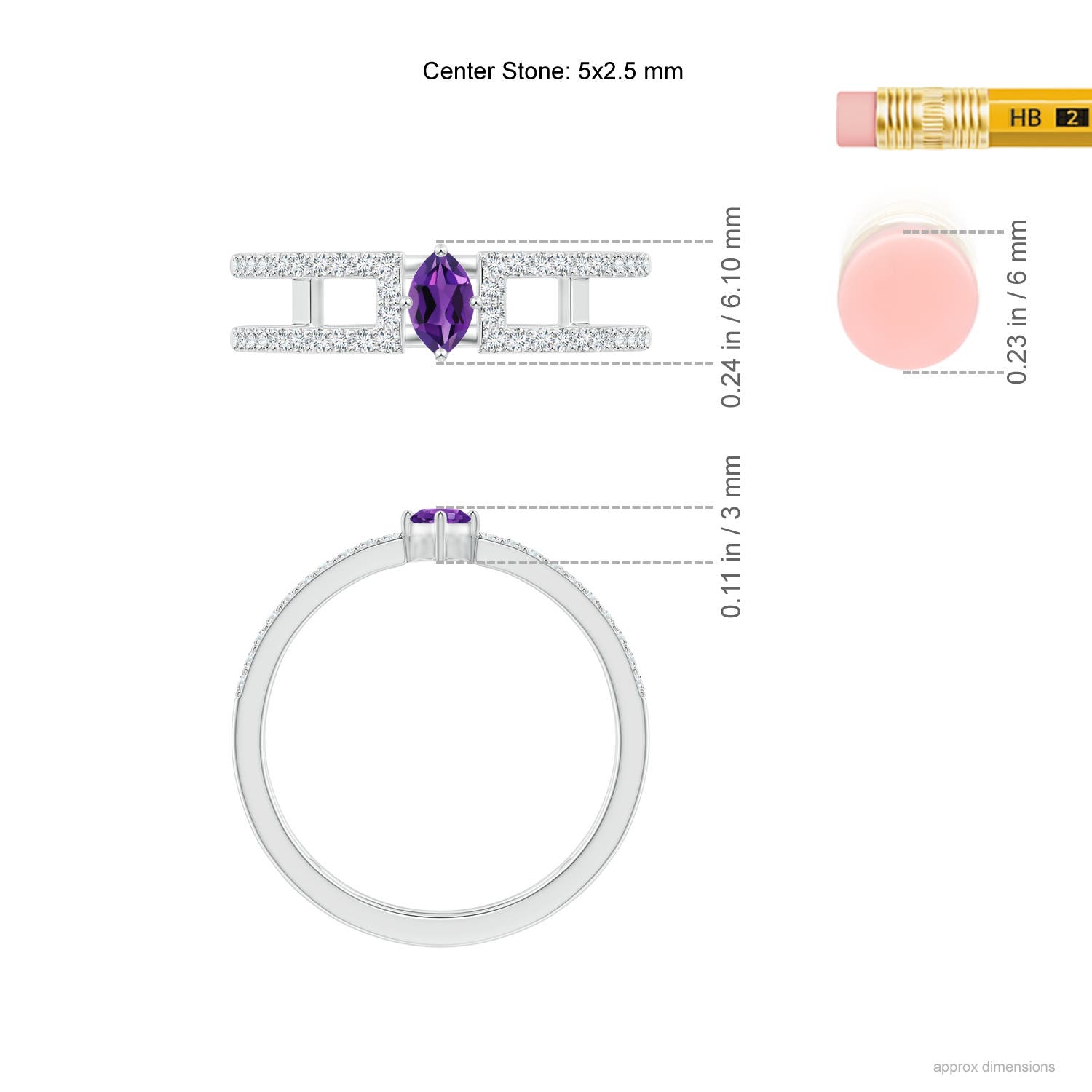 AAAA - Amethyst / 0.44 CT / 14 KT White Gold