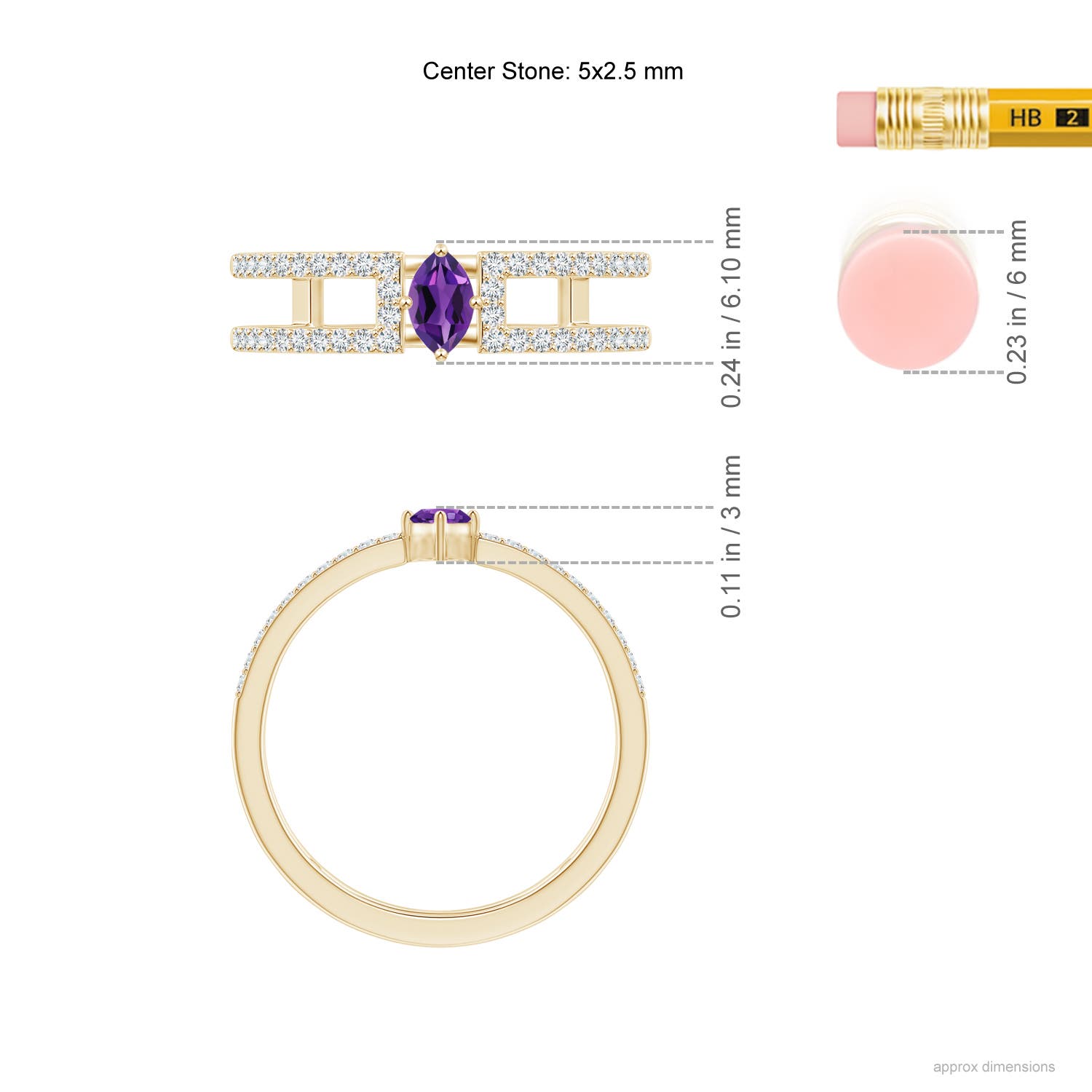 AAAA - Amethyst / 0.44 CT / 14 KT Yellow Gold