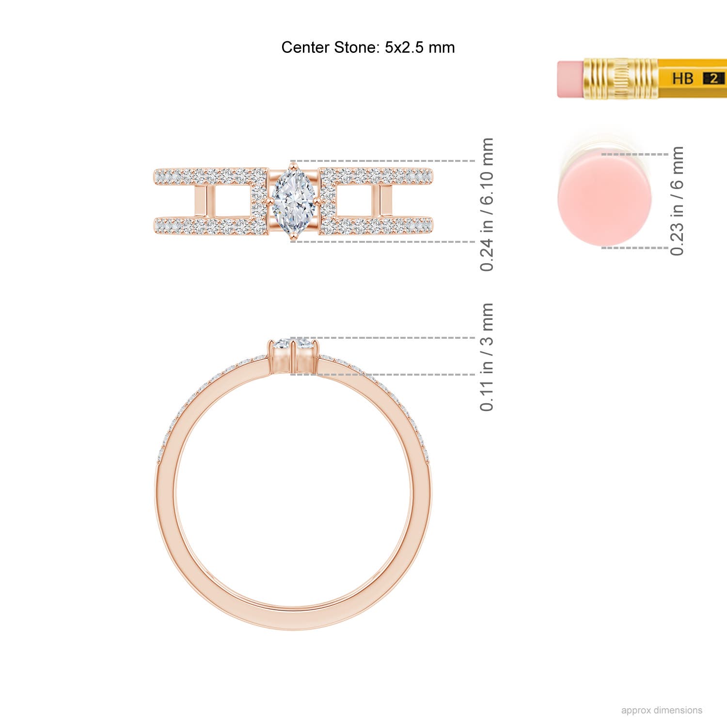 H, SI2 / 0.51 CT / 14 KT Rose Gold