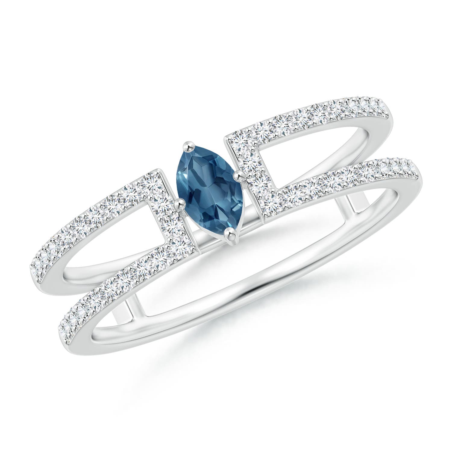 A - London Blue Topaz / 0.48 CT / 14 KT White Gold