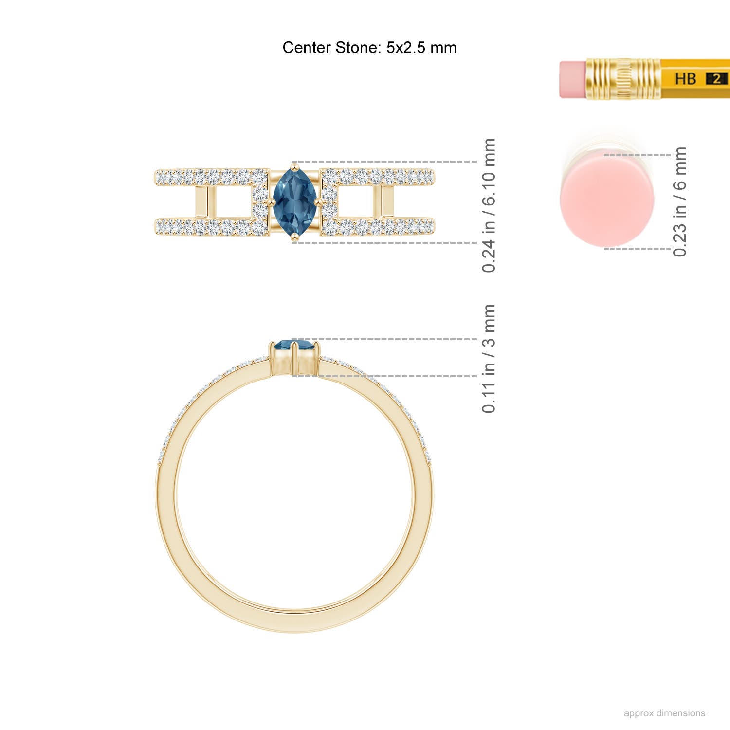 A - London Blue Topaz / 0.48 CT / 14 KT Yellow Gold