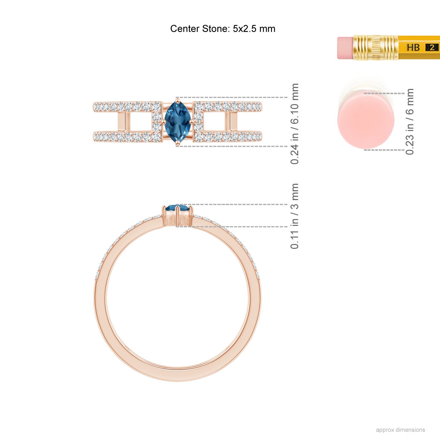 AA - London Blue Topaz / 0.48 CT / 14 KT Rose Gold