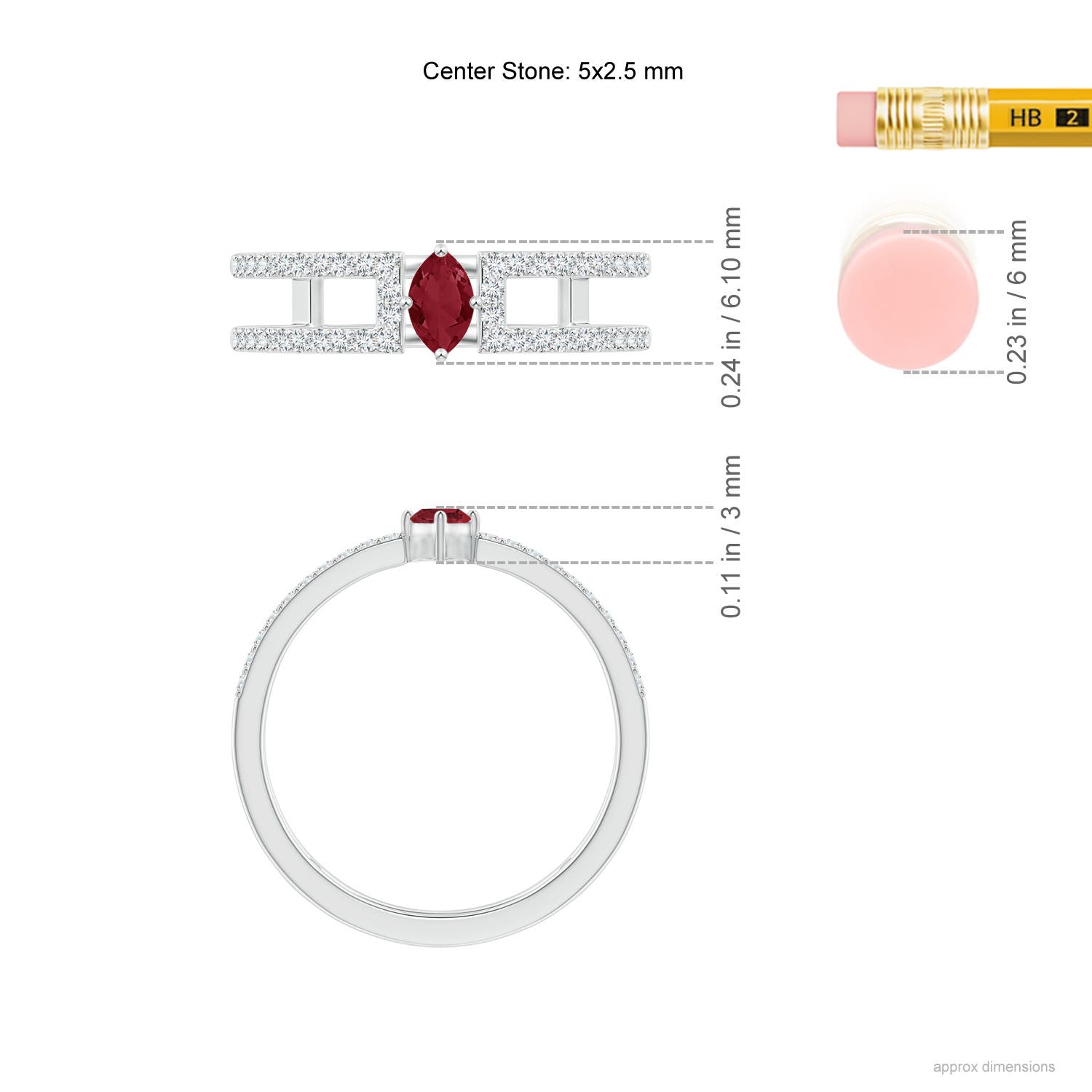 A - Ruby / 0.49 CT / 14 KT White Gold