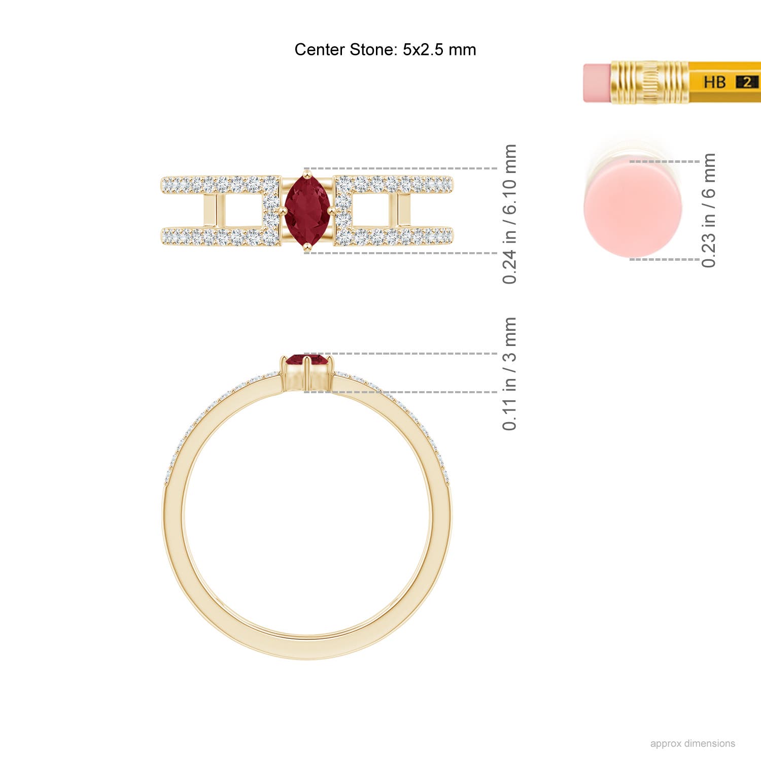 A - Ruby / 0.49 CT / 14 KT Yellow Gold