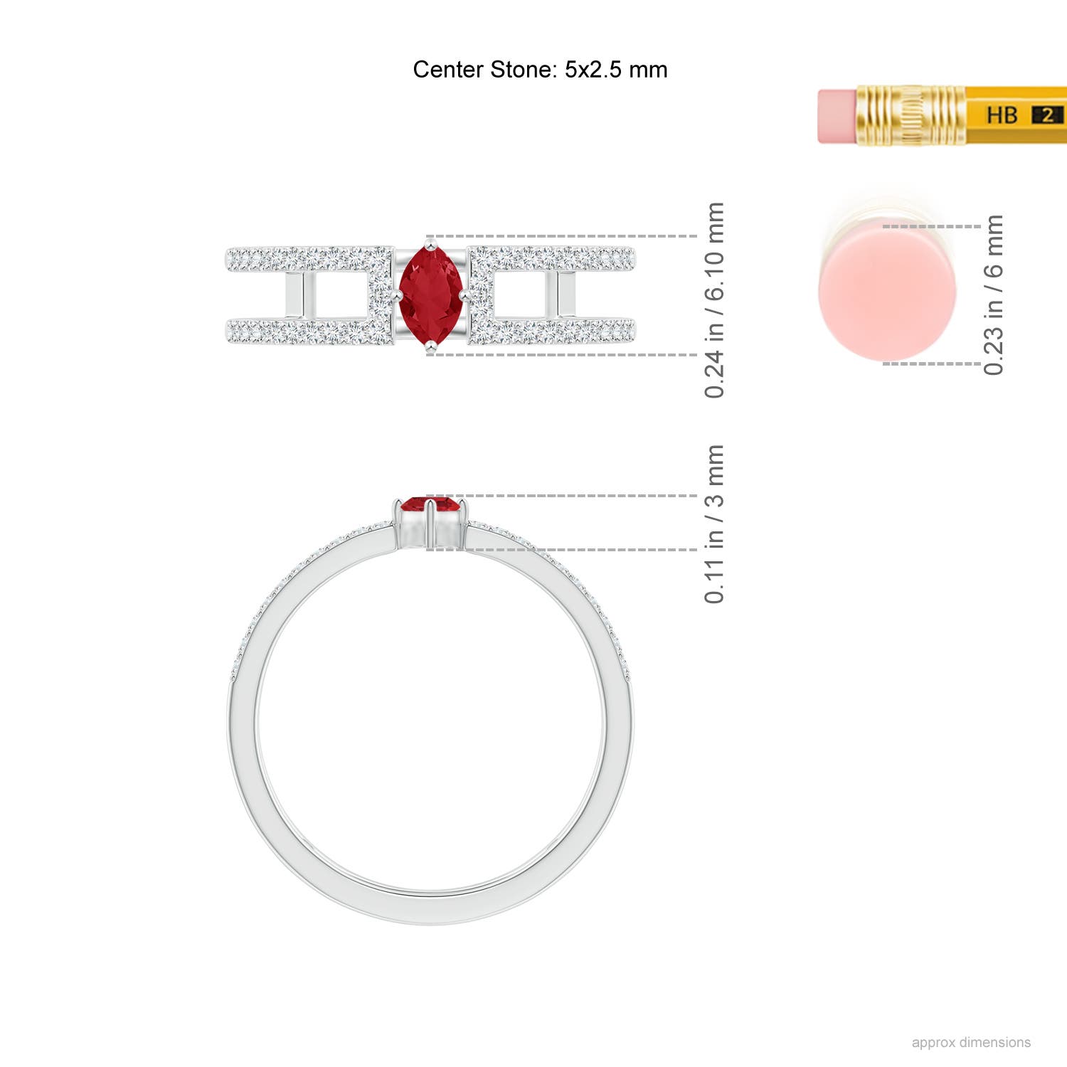 AA - Ruby / 0.49 CT / 14 KT White Gold