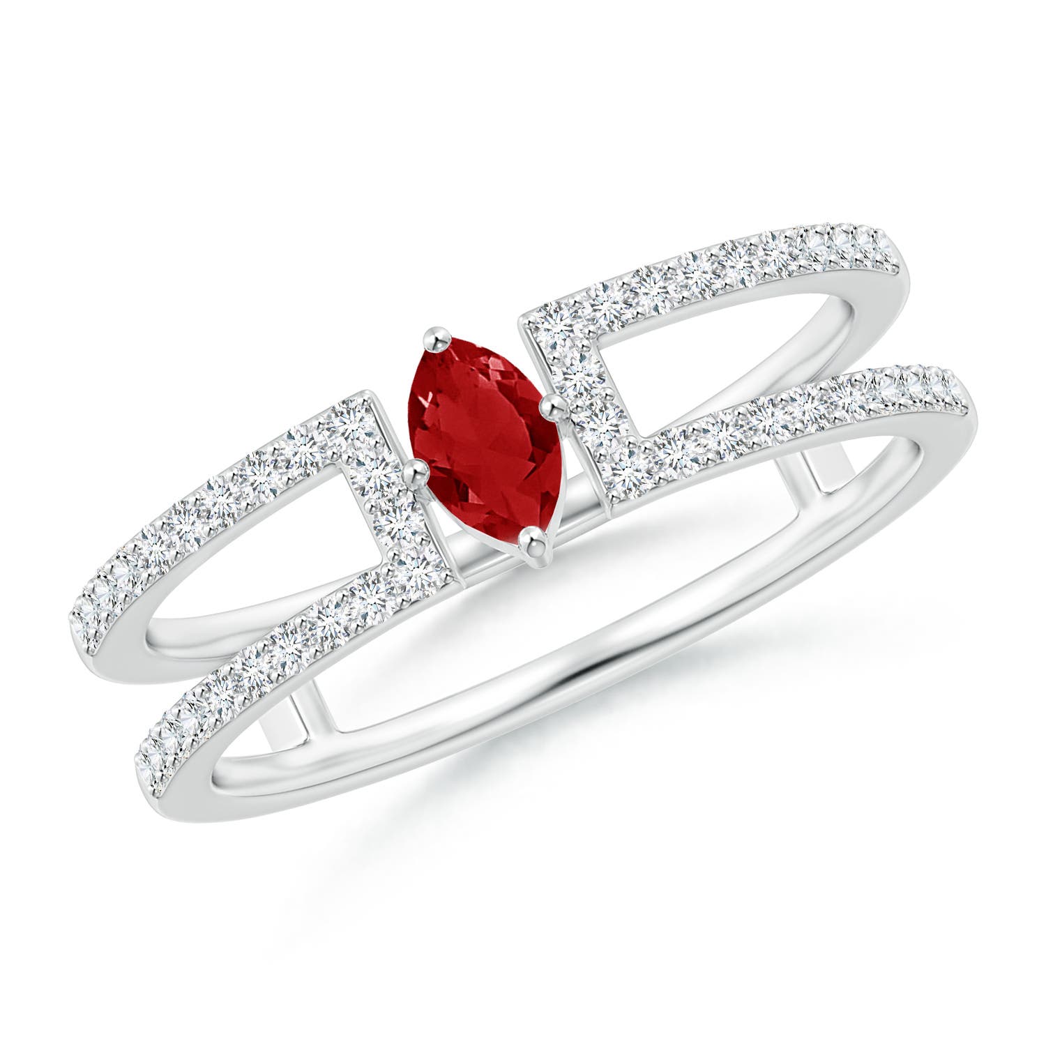 AAA - Ruby / 0.49 CT / 14 KT White Gold