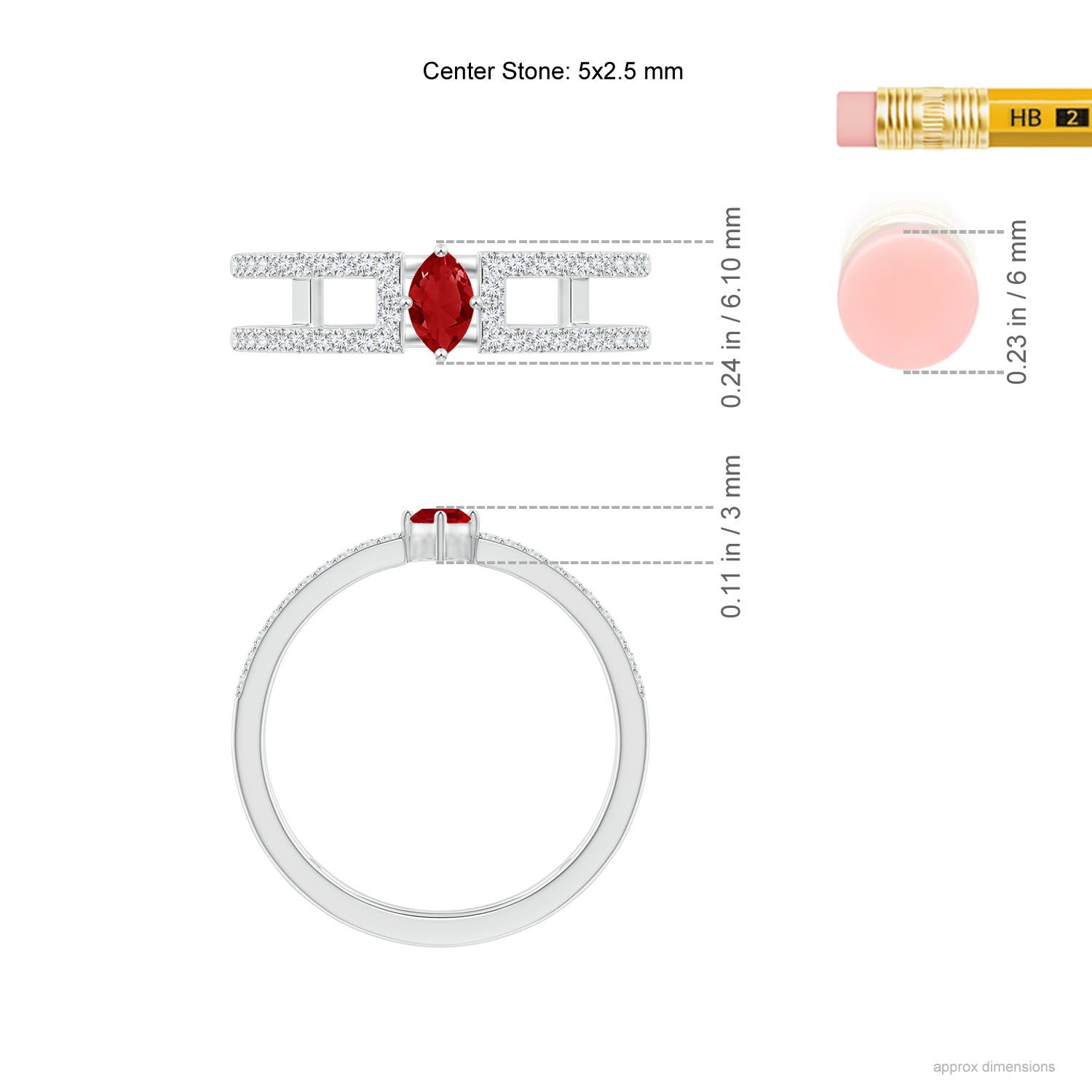 AAA - Ruby / 0.49 CT / 14 KT White Gold