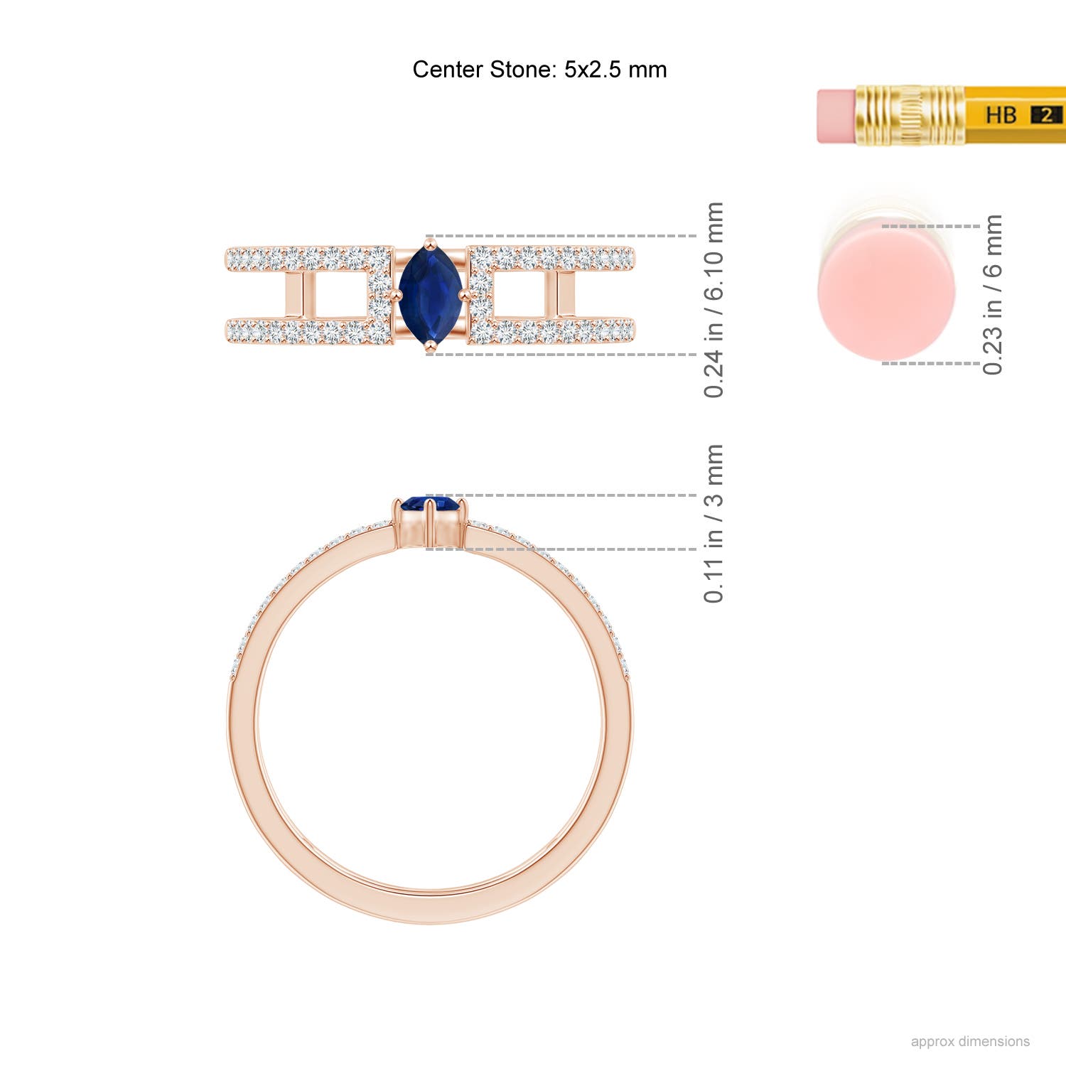 AA - Blue Sapphire / 0.51 CT / 14 KT Rose Gold