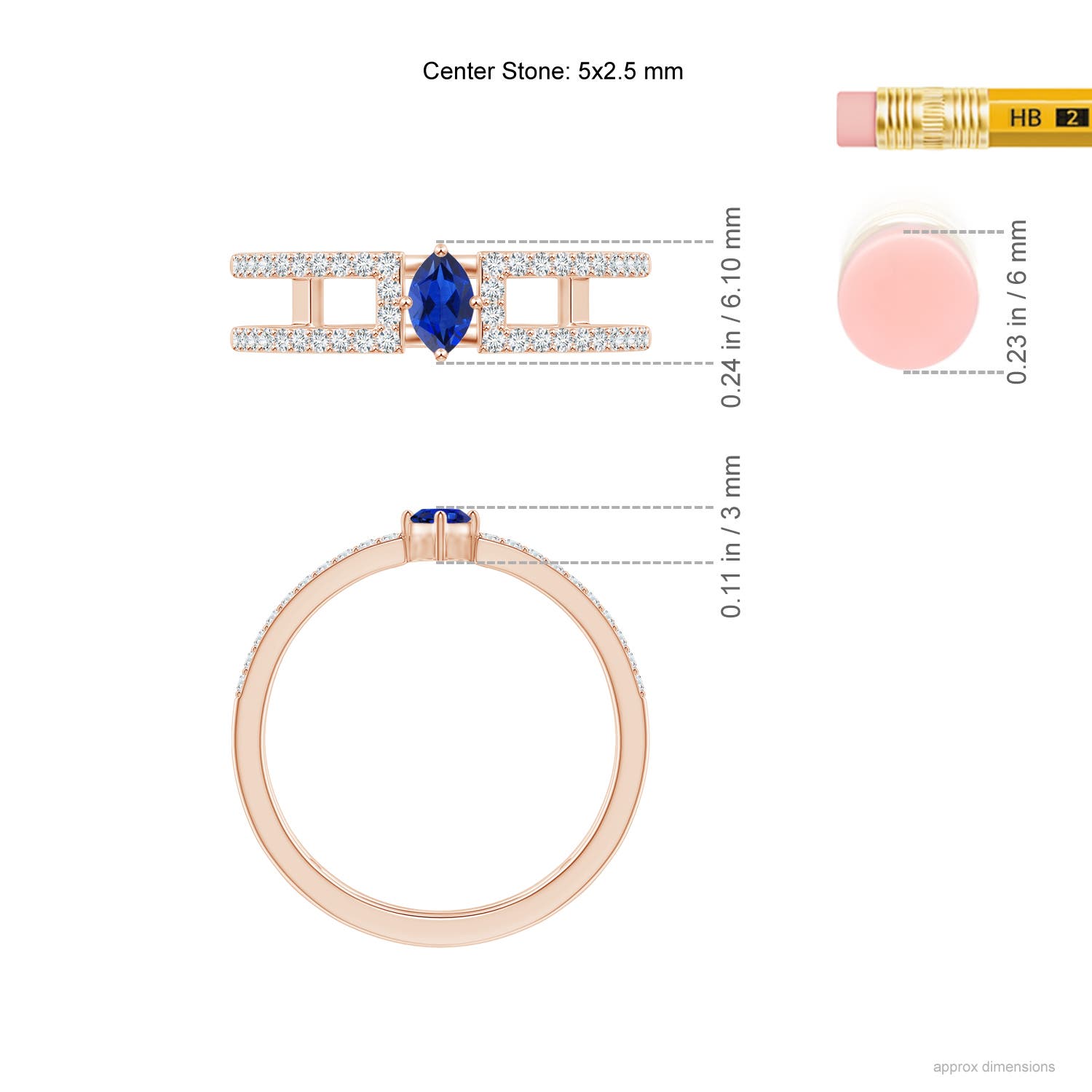 AAA - Blue Sapphire / 0.51 CT / 14 KT Rose Gold