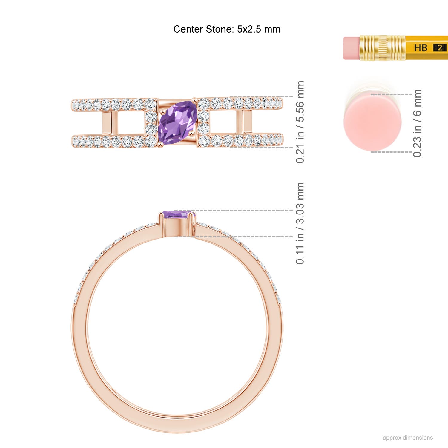 A - Amethyst / 0.44 CT / 14 KT Rose Gold