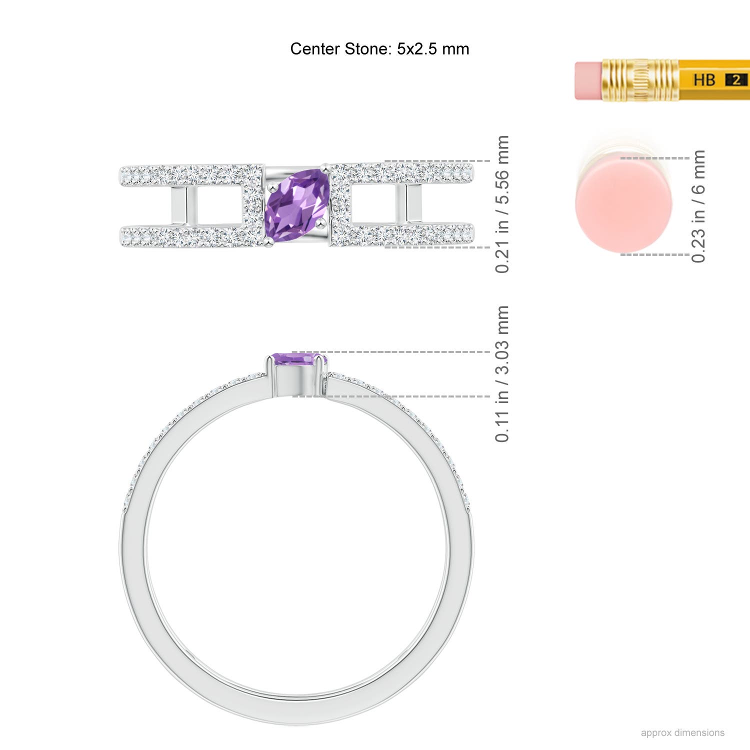 A - Amethyst / 0.44 CT / 14 KT White Gold