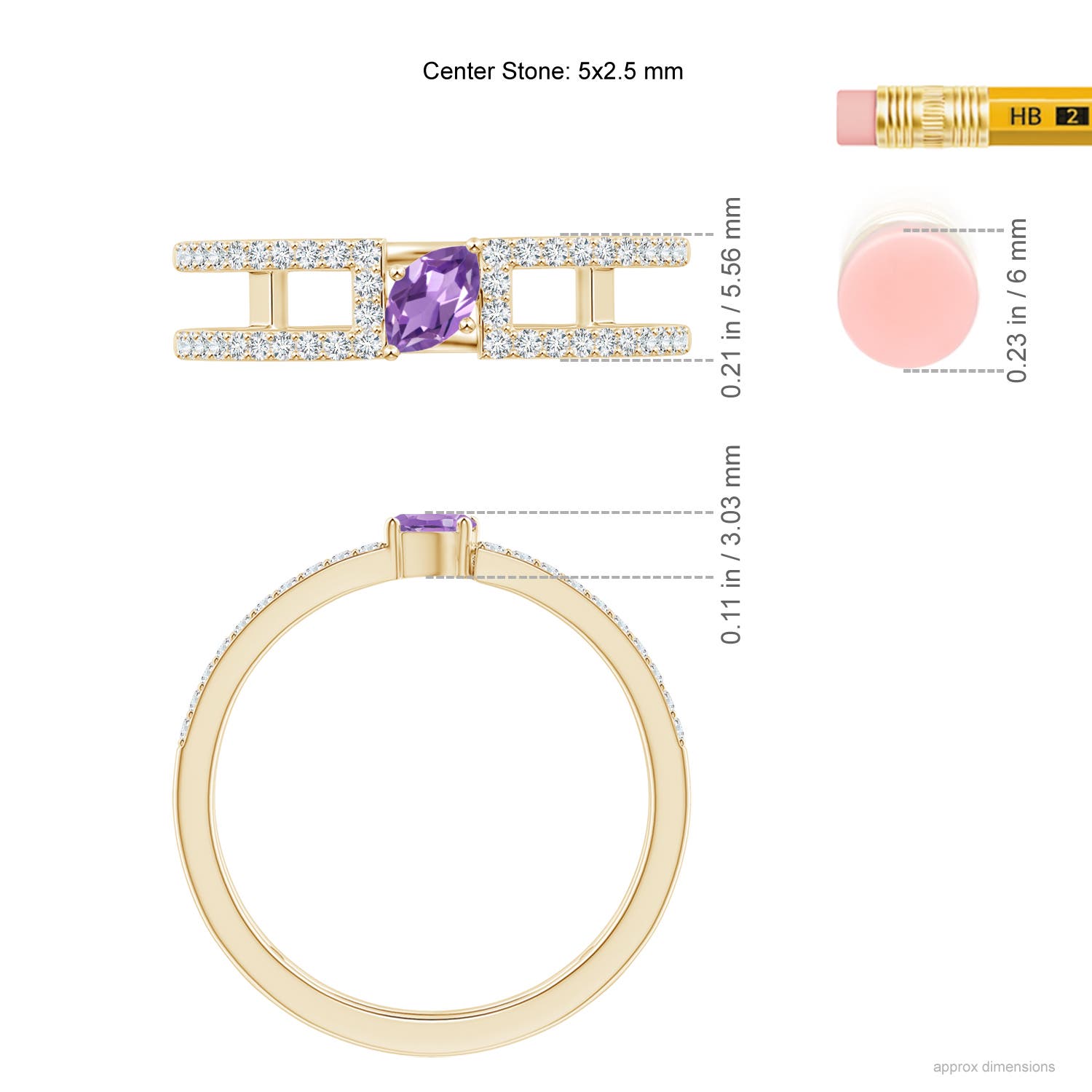 A - Amethyst / 0.44 CT / 14 KT Yellow Gold