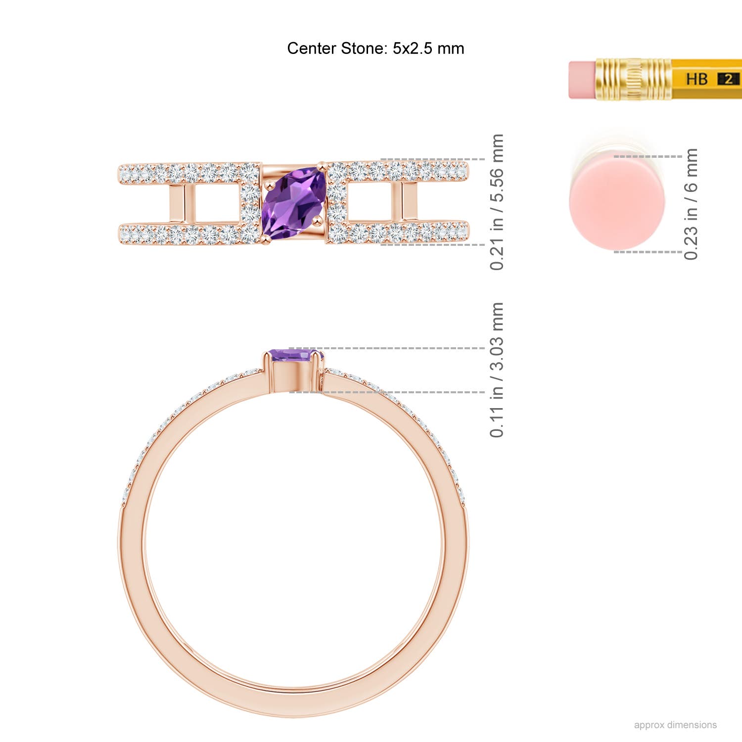 AA - Amethyst / 0.44 CT / 14 KT Rose Gold