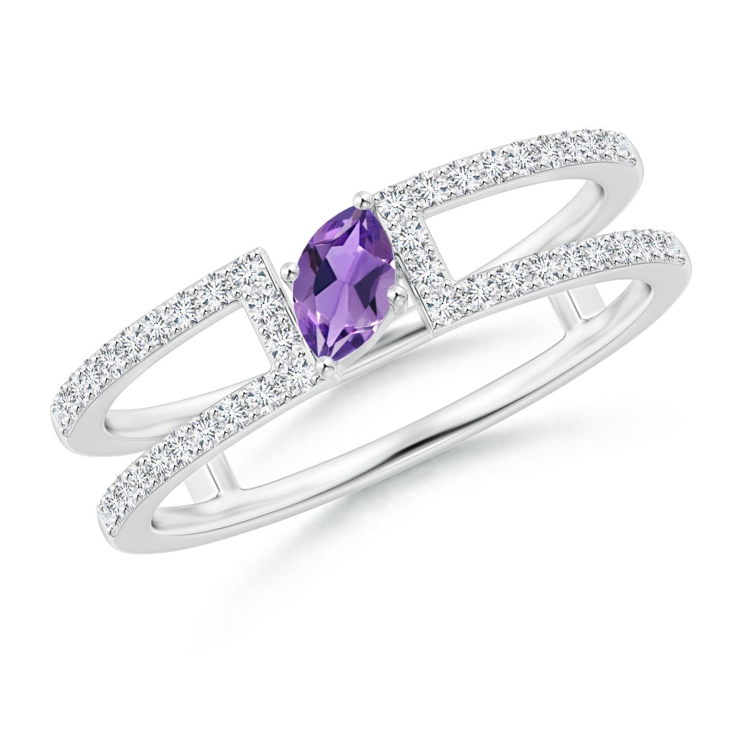 AA - Amethyst / 0.44 CT / 14 KT White Gold