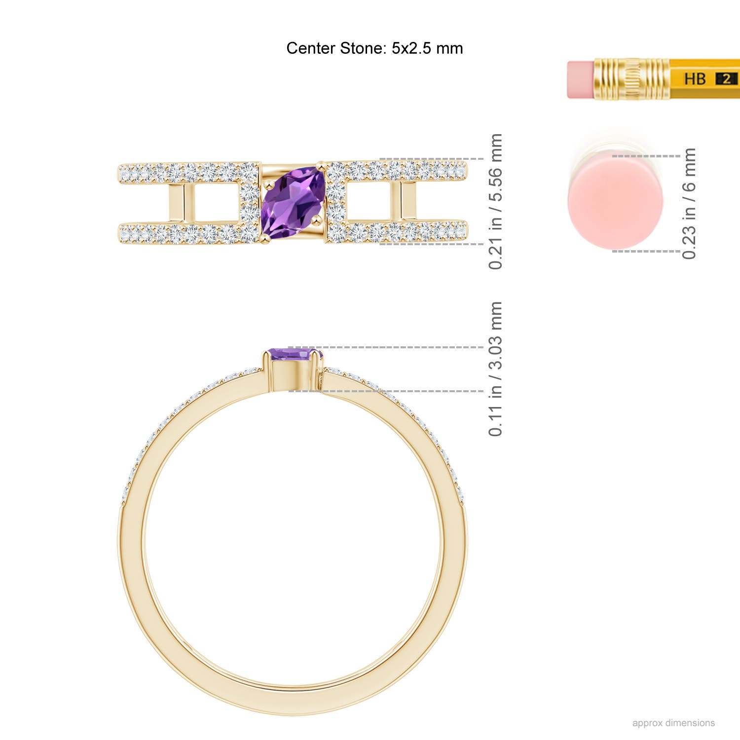 AA - Amethyst / 0.44 CT / 14 KT Yellow Gold