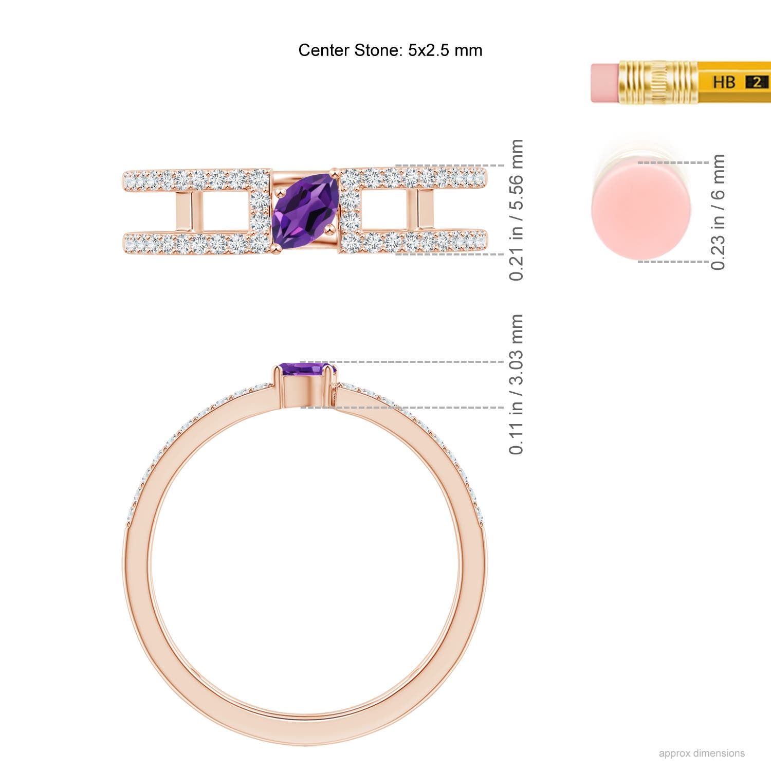 AAAA - Amethyst / 0.44 CT / 14 KT Rose Gold