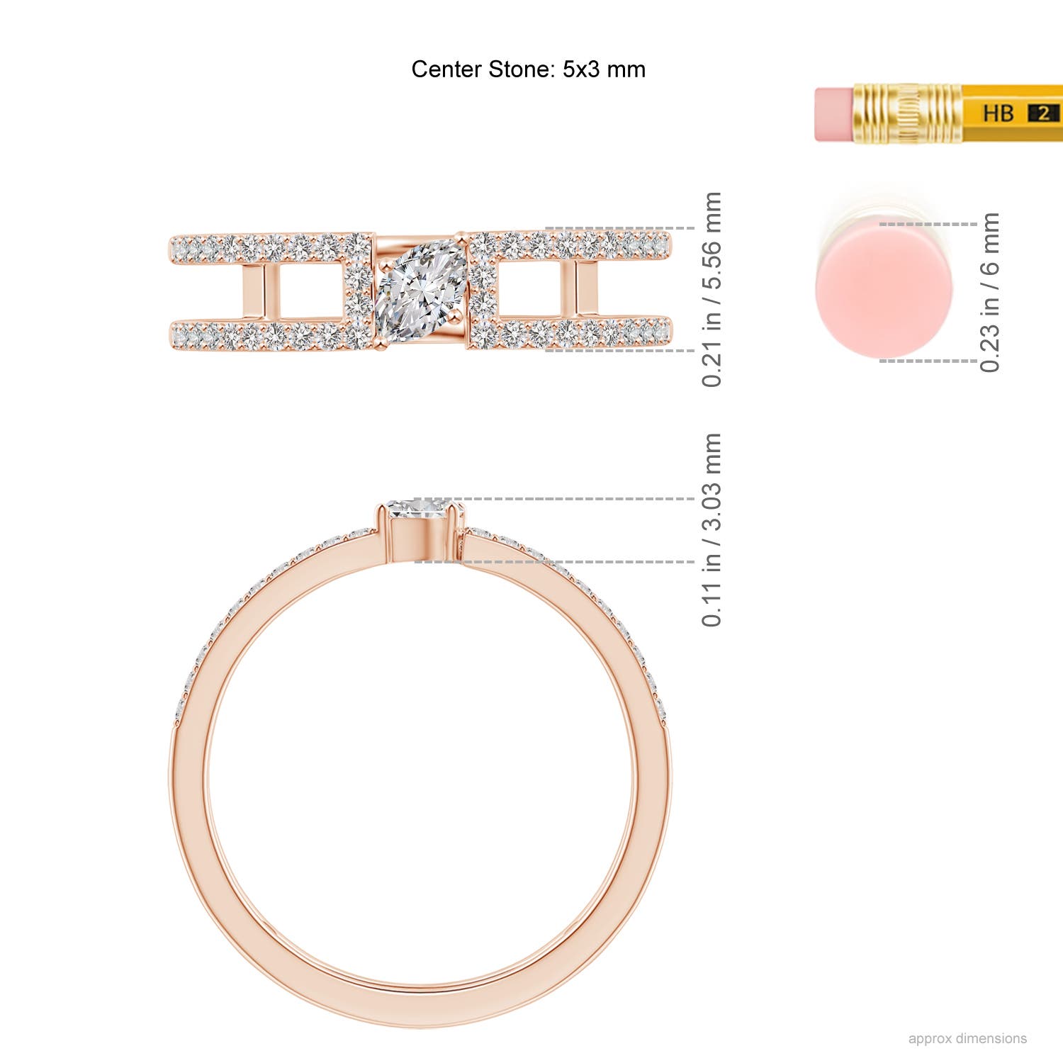 I-J, I1-I2 / 0.51 CT / 14 KT Rose Gold