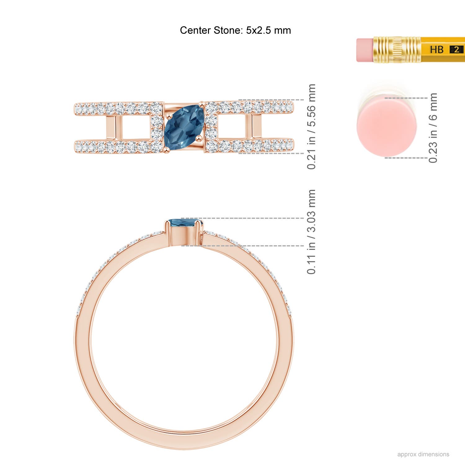 A - London Blue Topaz / 0.48 CT / 14 KT Rose Gold