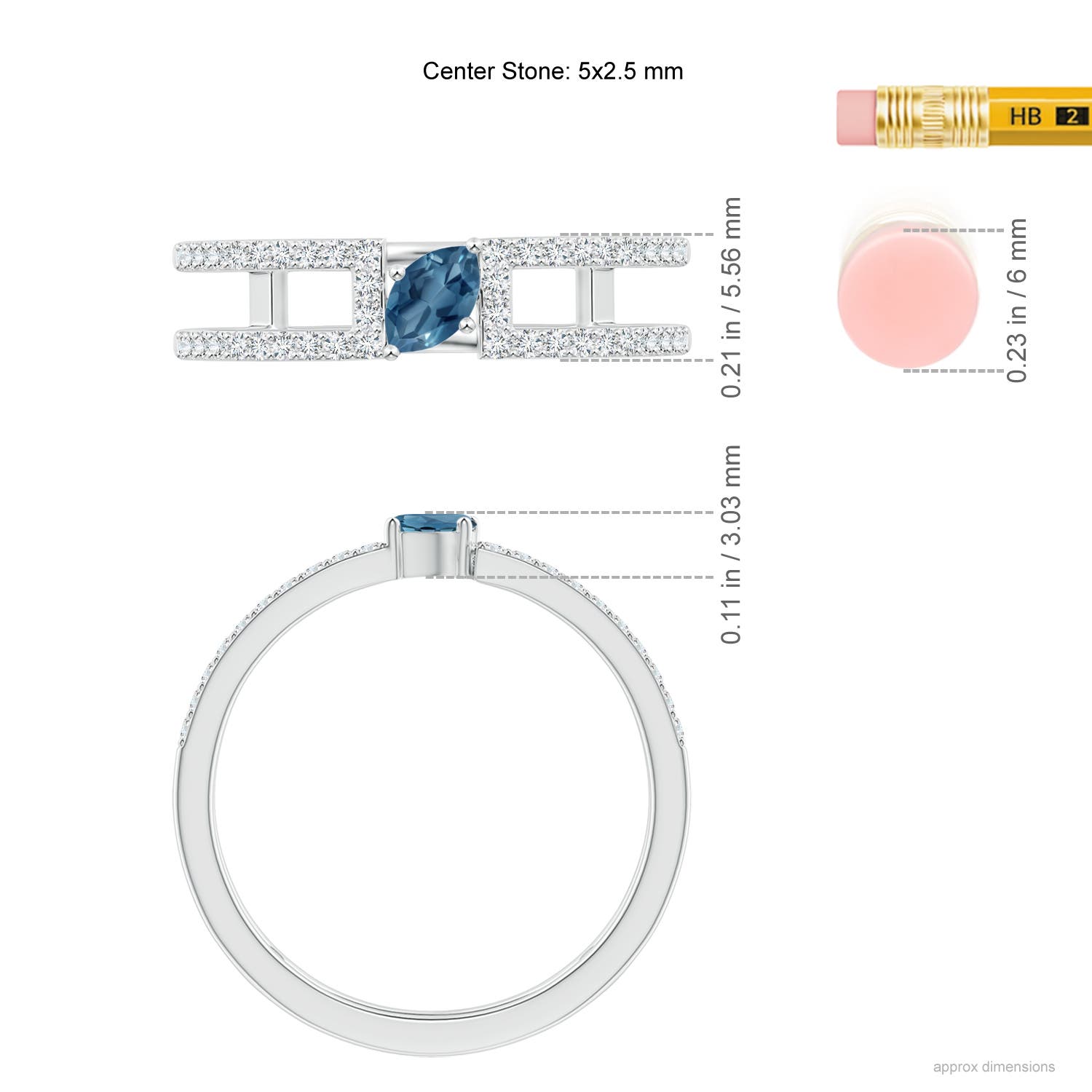 A - London Blue Topaz / 0.48 CT / 14 KT White Gold