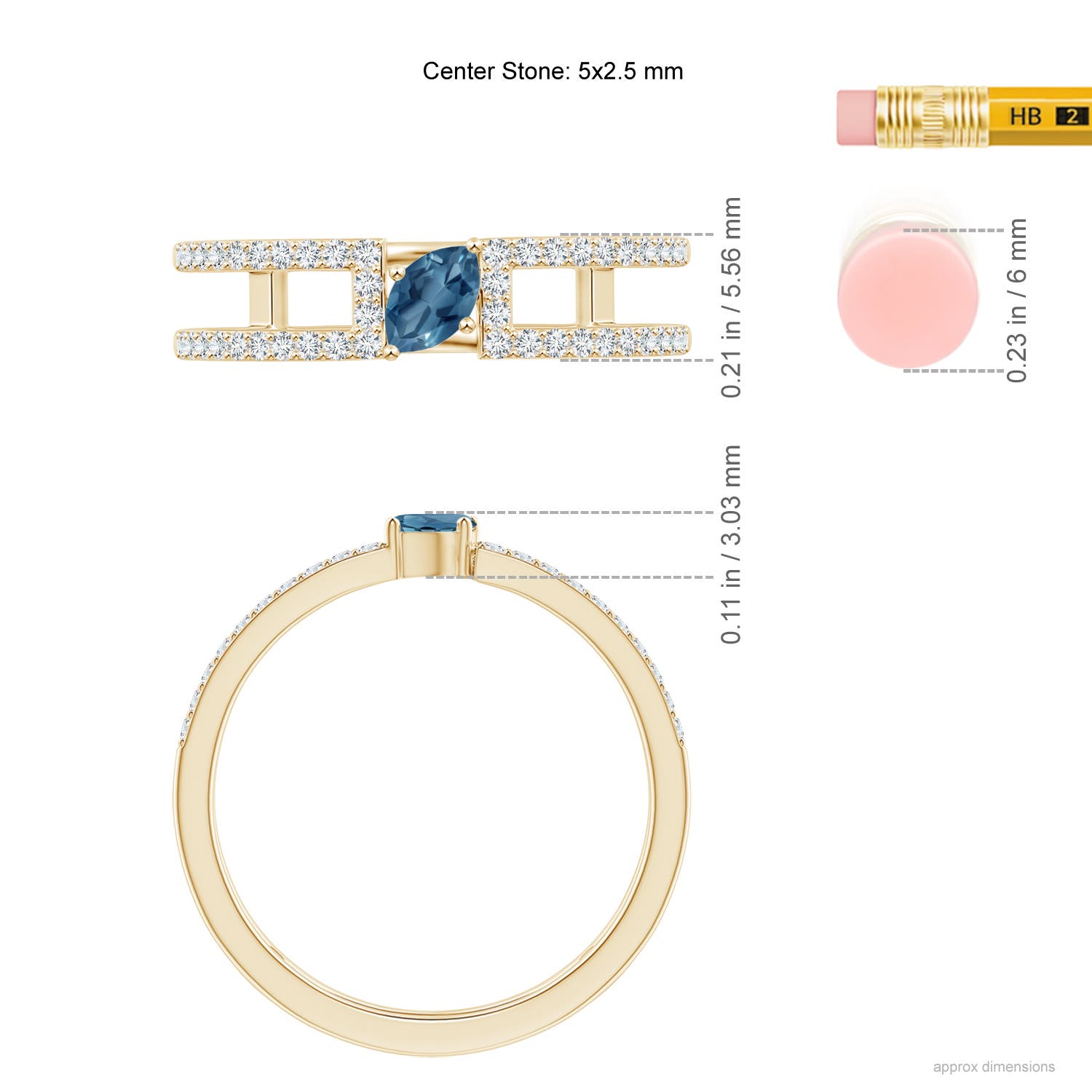 A - London Blue Topaz / 0.48 CT / 14 KT Yellow Gold