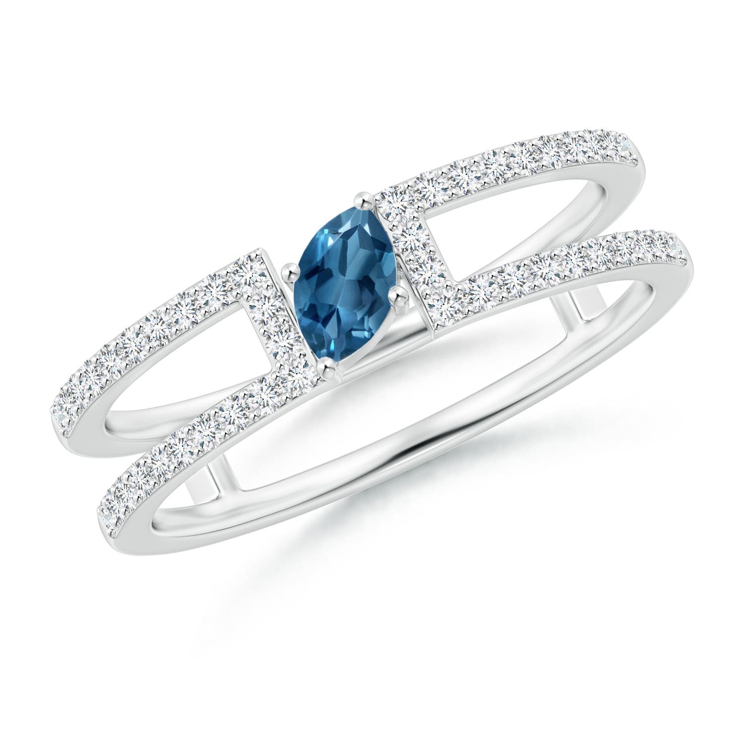 AA - London Blue Topaz / 0.48 CT / 14 KT White Gold