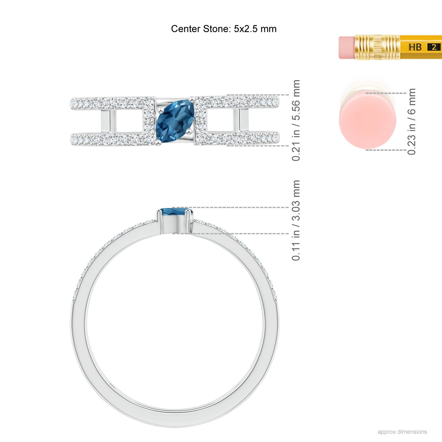 AA - London Blue Topaz / 0.48 CT / 14 KT White Gold