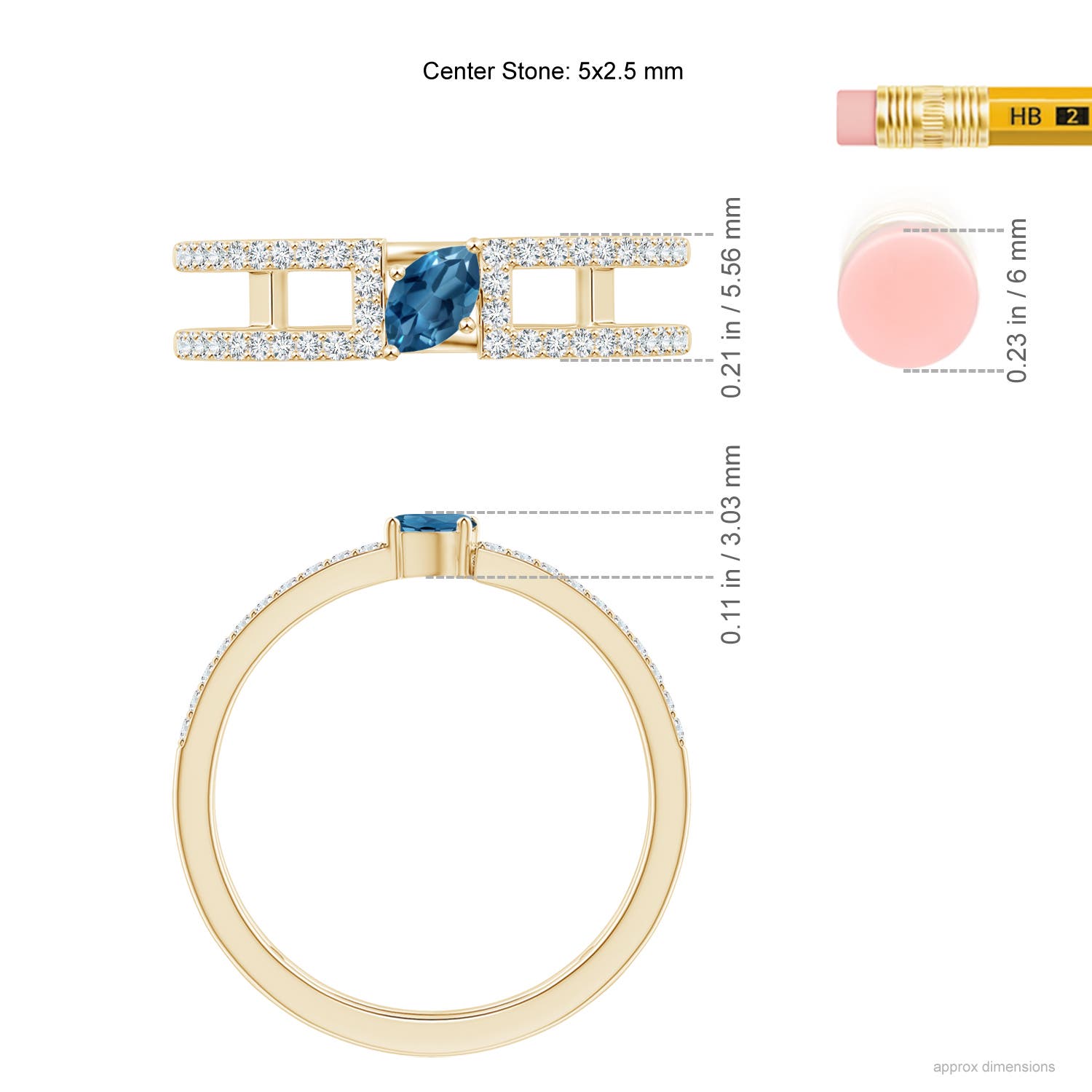 AA - London Blue Topaz / 0.48 CT / 14 KT Yellow Gold