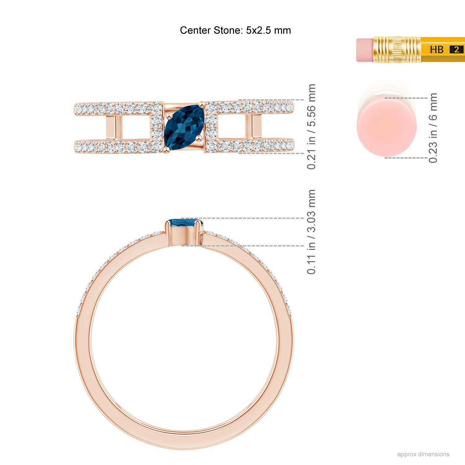 AAA - London Blue Topaz / 0.48 CT / 14 KT Rose Gold